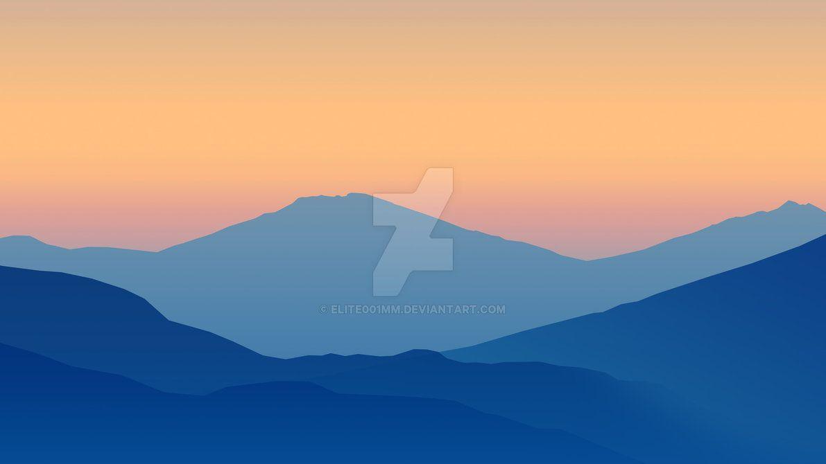 1191x670 Minimalistic Gradient Mountains Wallpaper 8K