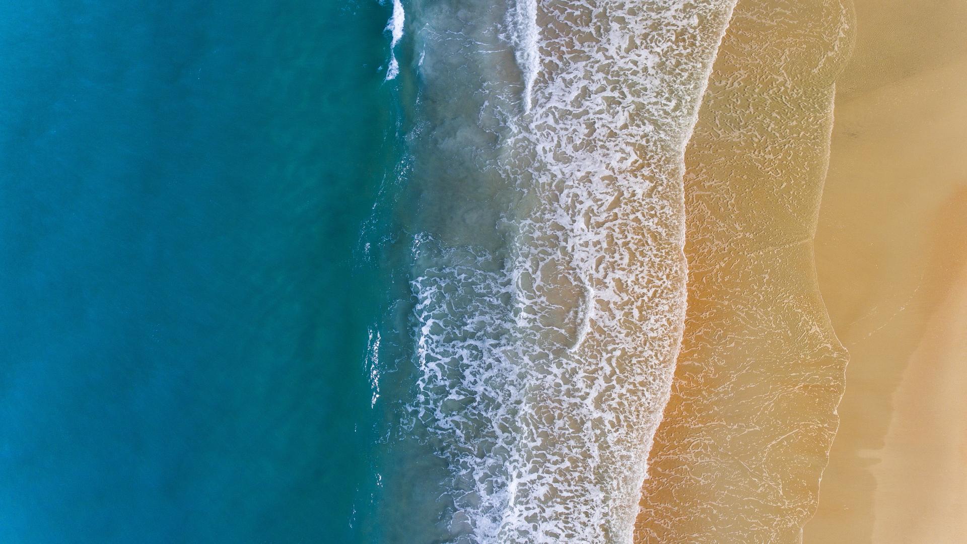 1920x1080 Desktop Wallpaper Water, Sea Waves, Beach, Aerial View, HD Image, Picture, Background, 9fxqt9