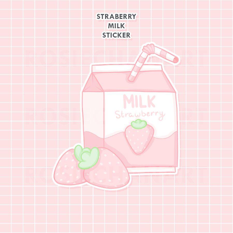 900x900 Strawberry Milk Aesthetic Wallpaper