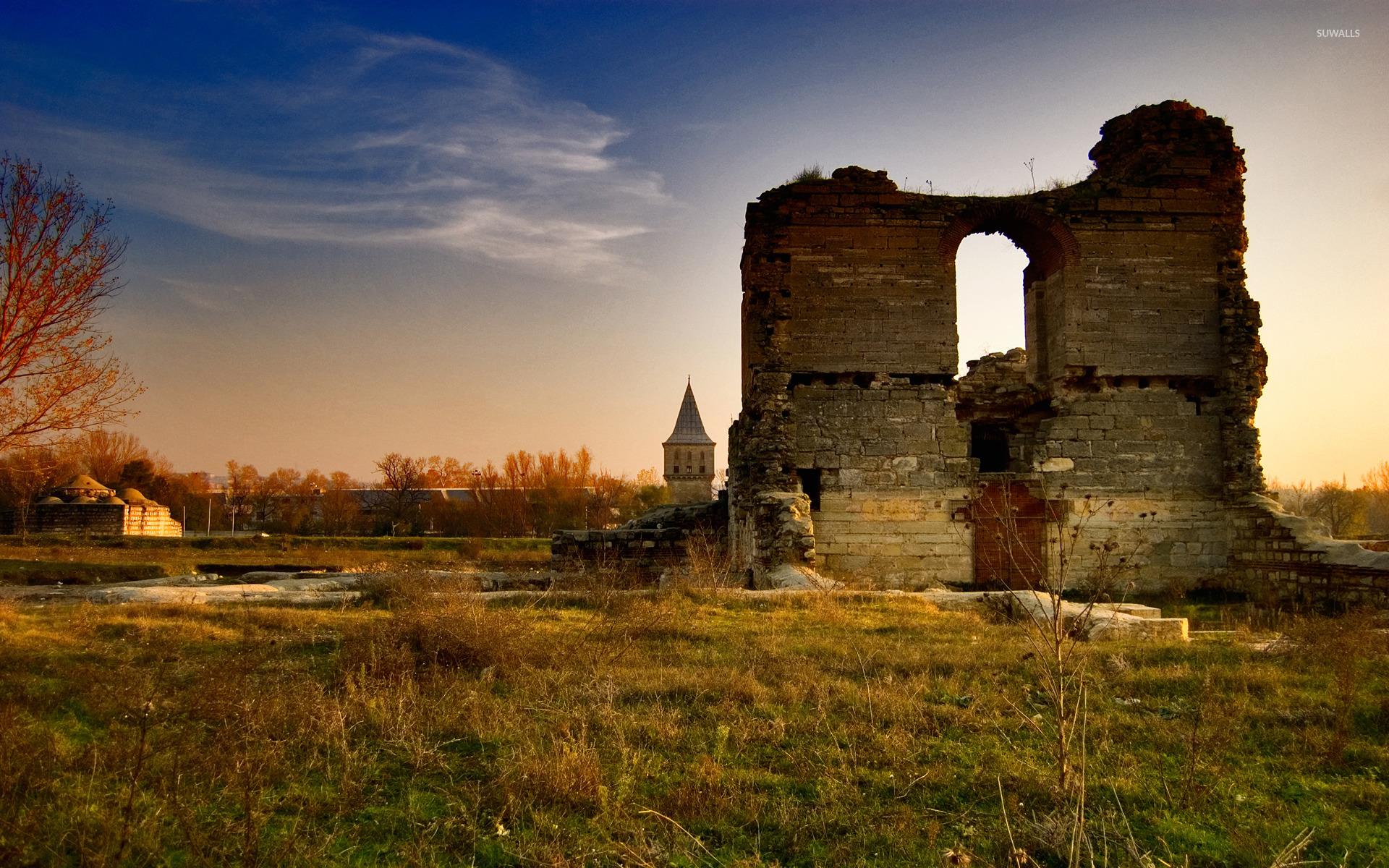 1920x1200 Remaining stone walls of an ancient castle wallpaper wallpaper