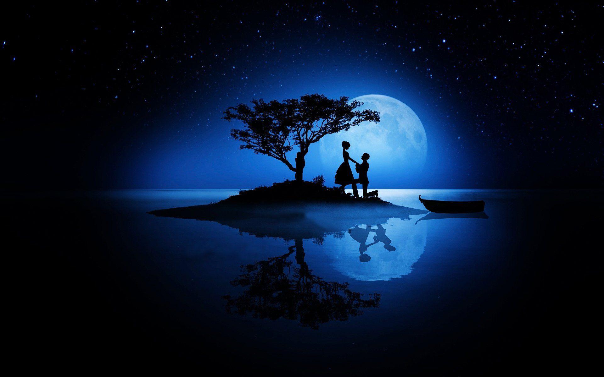 1920x1200 Love Night Moon Wallpaper HD