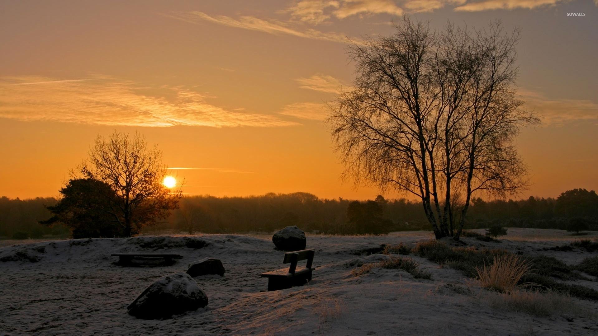1920x1080 Beautiful winter sunset wallpaper wallpaper