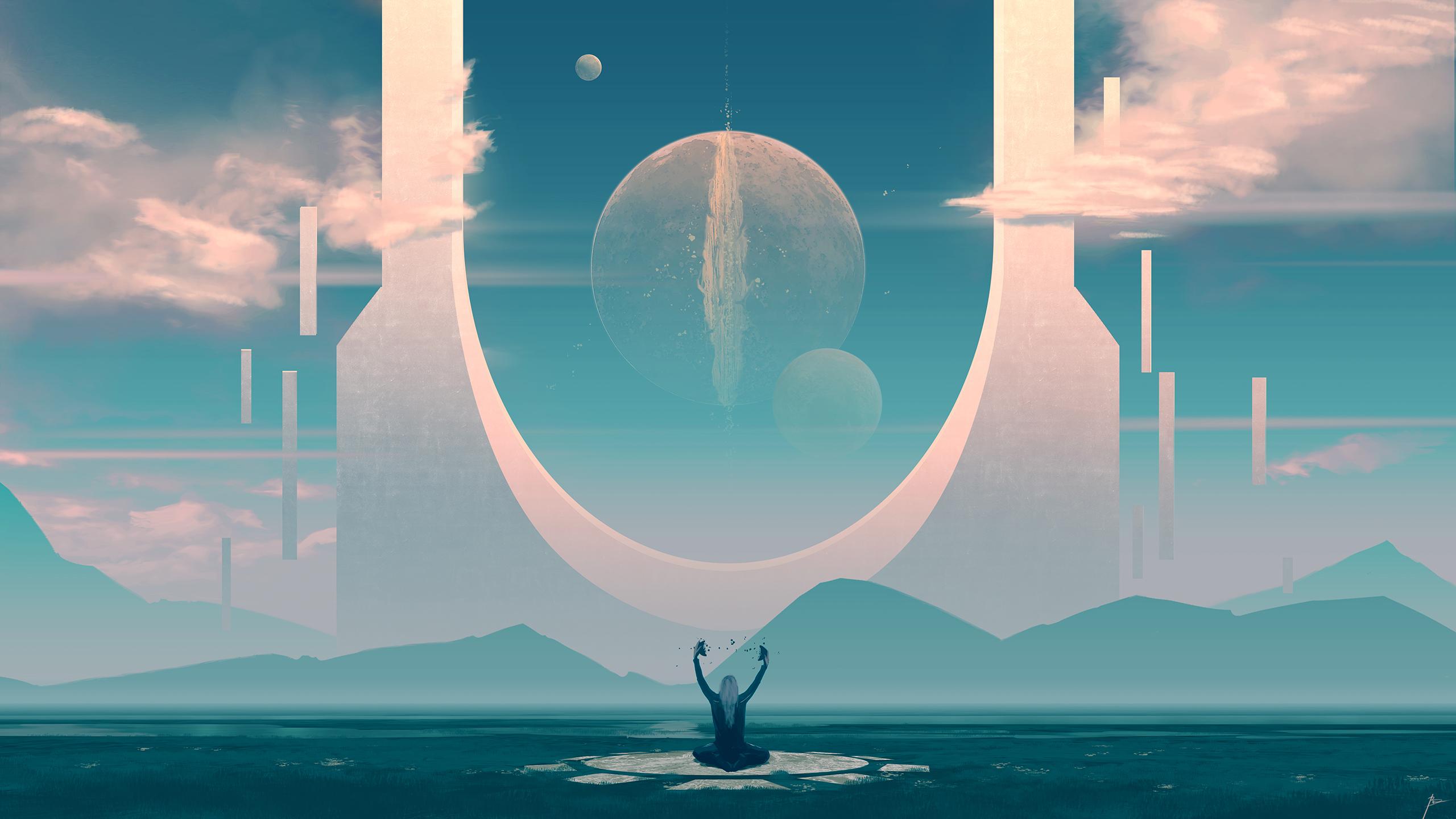 2560x1440 JoeyJazz Science Fiction Landscape Space Art Digital Art Rafiki Wallpaper:2560x1440