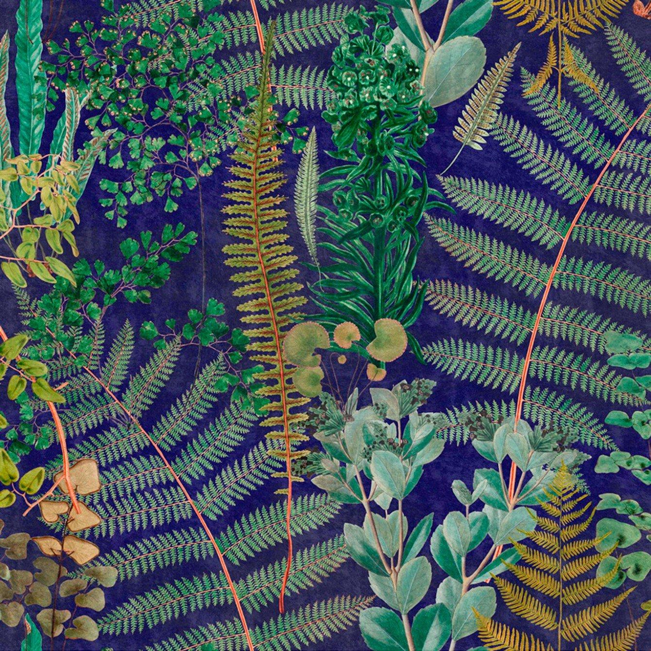 1340x1340 Green Sanctuary Wallpaper in Anthracite from the Florilegium Collectio