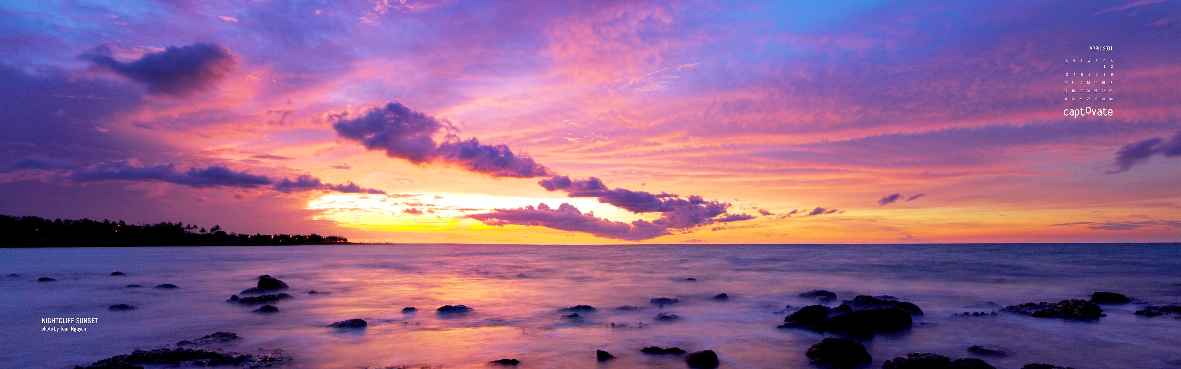 3840x1200 wallpaper, sky, afterglow, horizon, nature, sunset