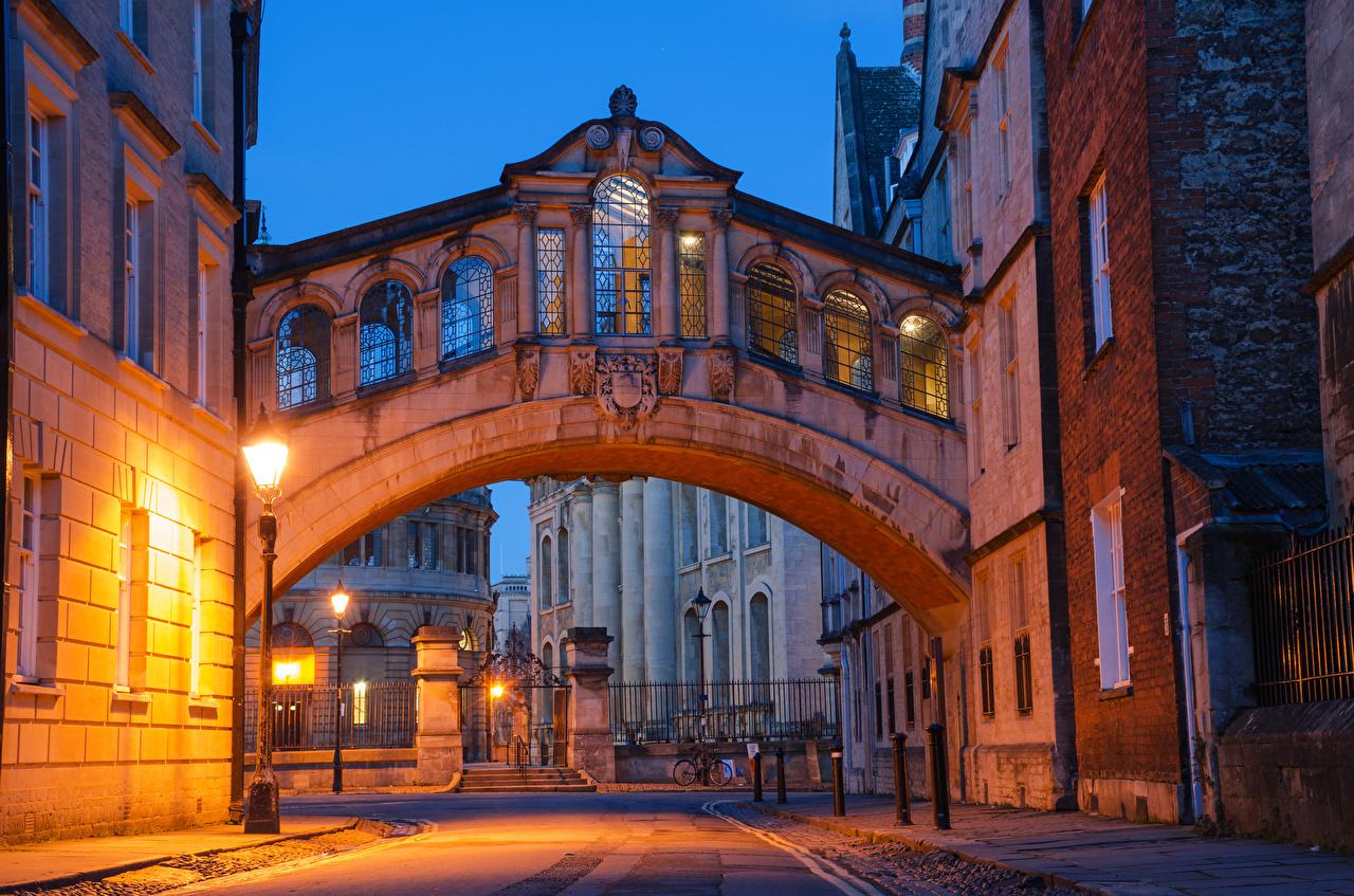 1280x847 Image England Oxford Oxfordshire Street night time Street lights