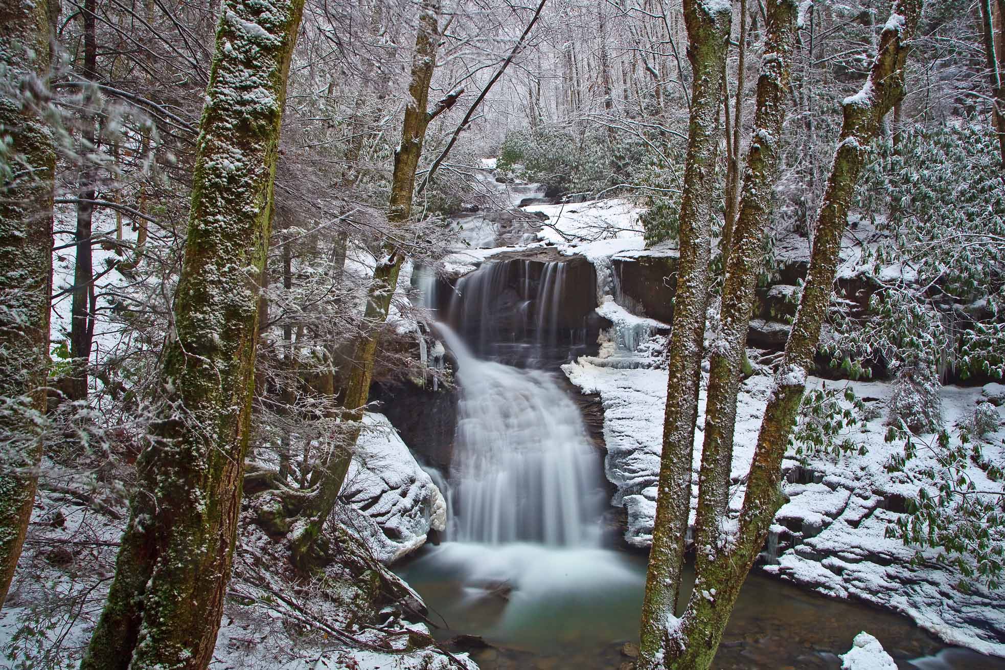 1966x1310 snowy winter wv ravine waterfall'