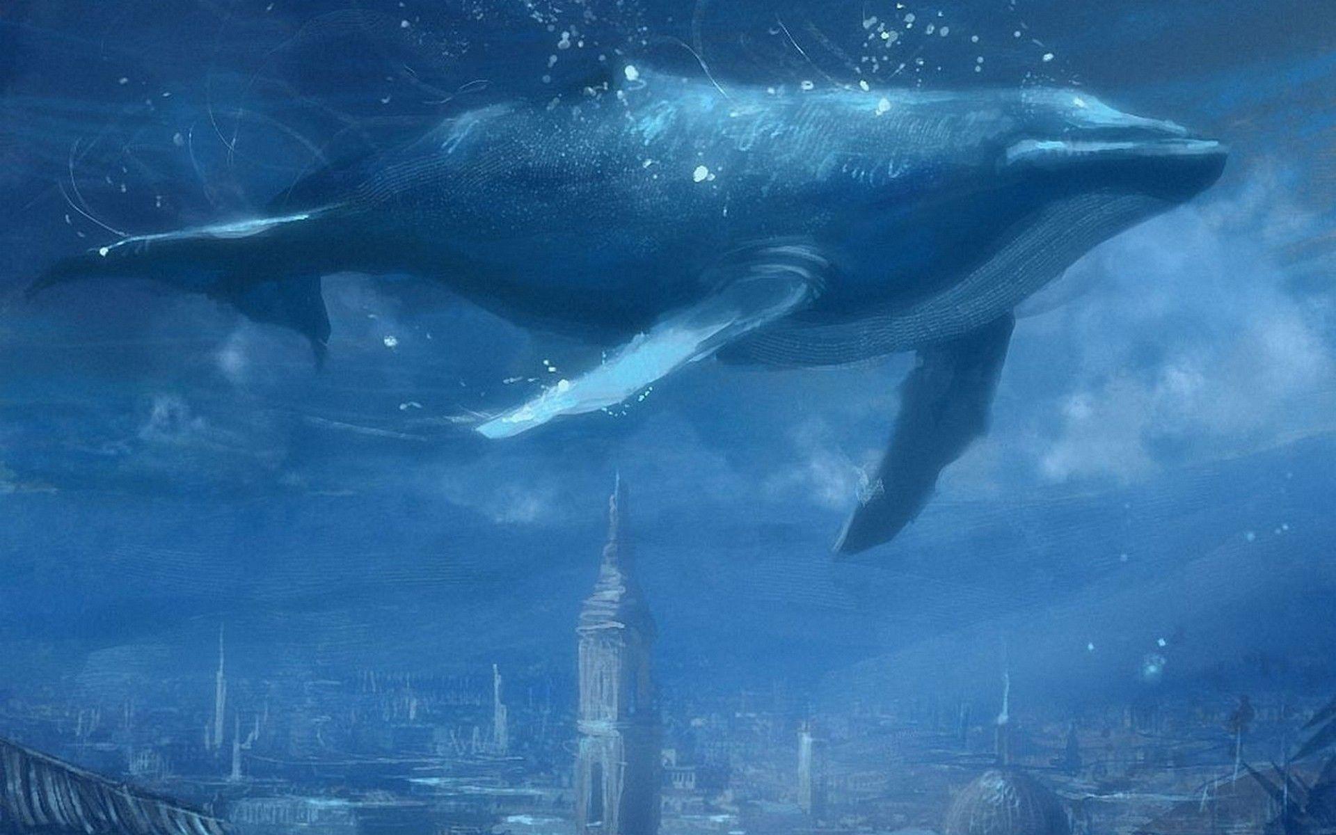 1920x1200 futuristic, fantasy art, artwork, underwater, whale wallpaper