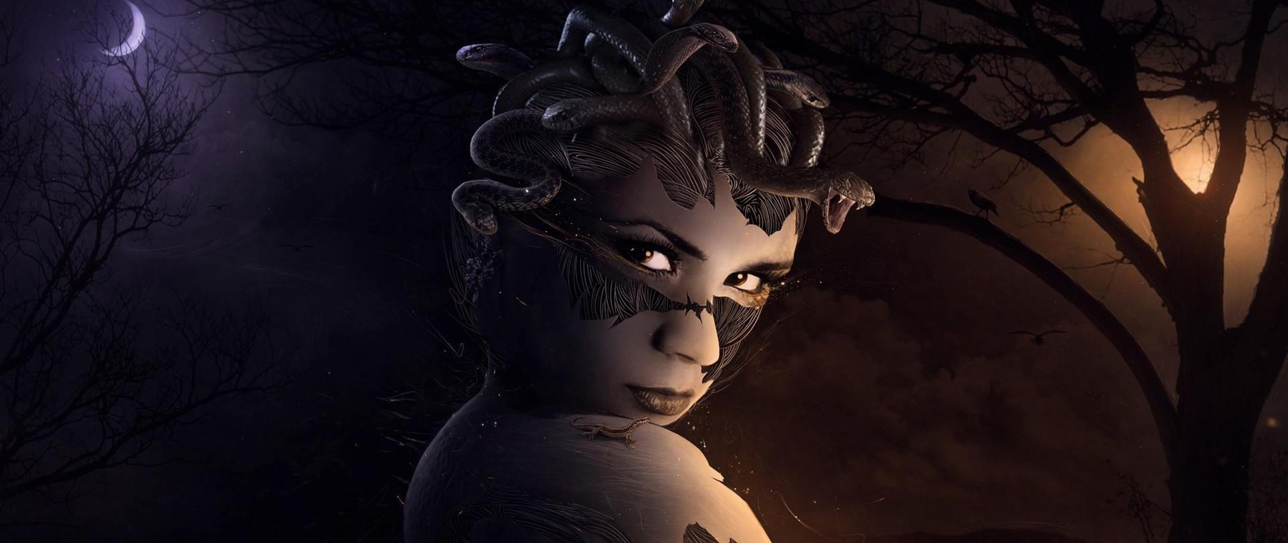 2560x1080 medusa, gorgon, night 2560x1080 Resolution Wallpaper, HD Fantasy 4K Wallpaper