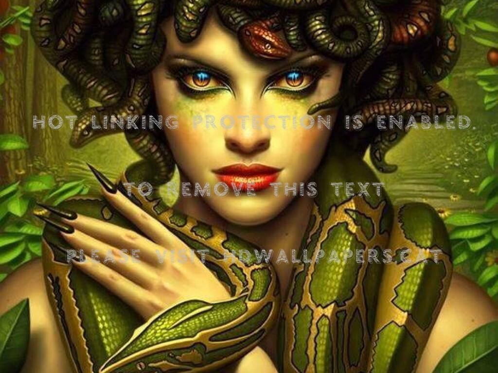 1024x768 medusa gorgon eyes lady serpent beautiful