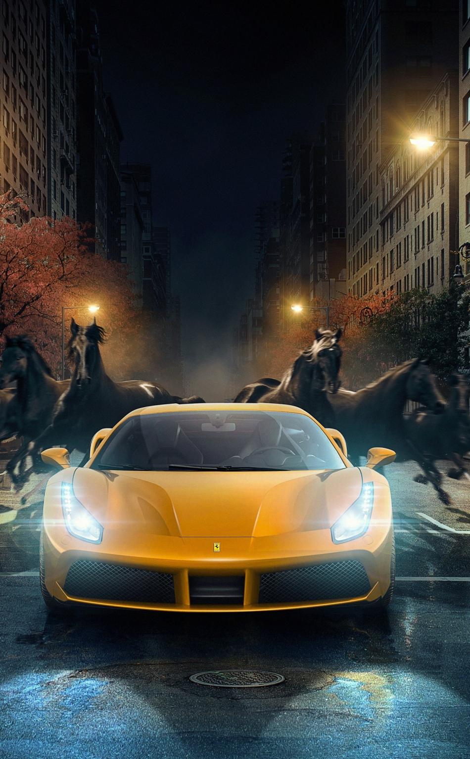 950x1534 Download 950x1534 wallpaper ferrari 488 gtb, digital art, horses, iphone, 950x1534 HD image, background, 3920