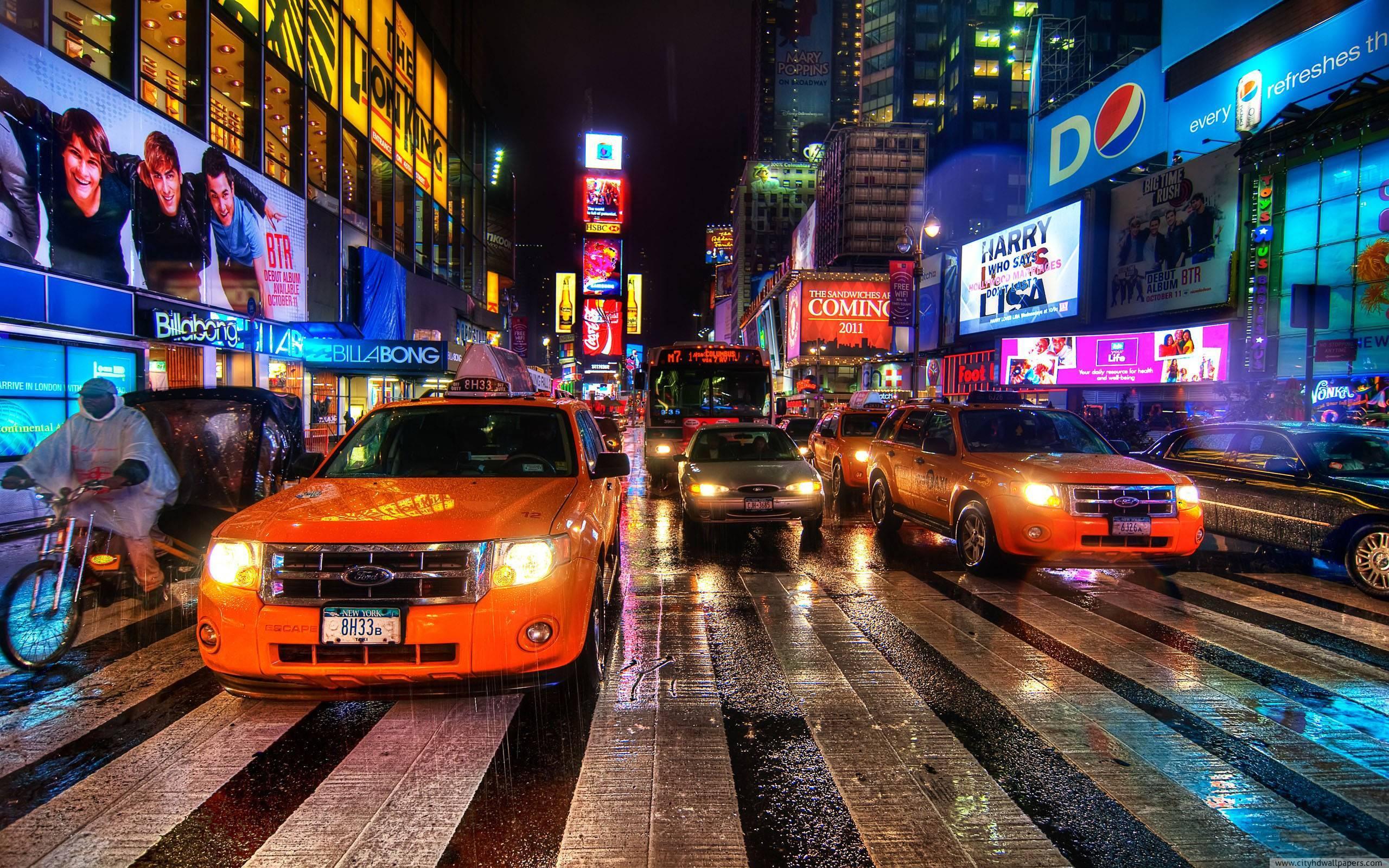 2560x1600 Ford cab at Times Square street in New York city