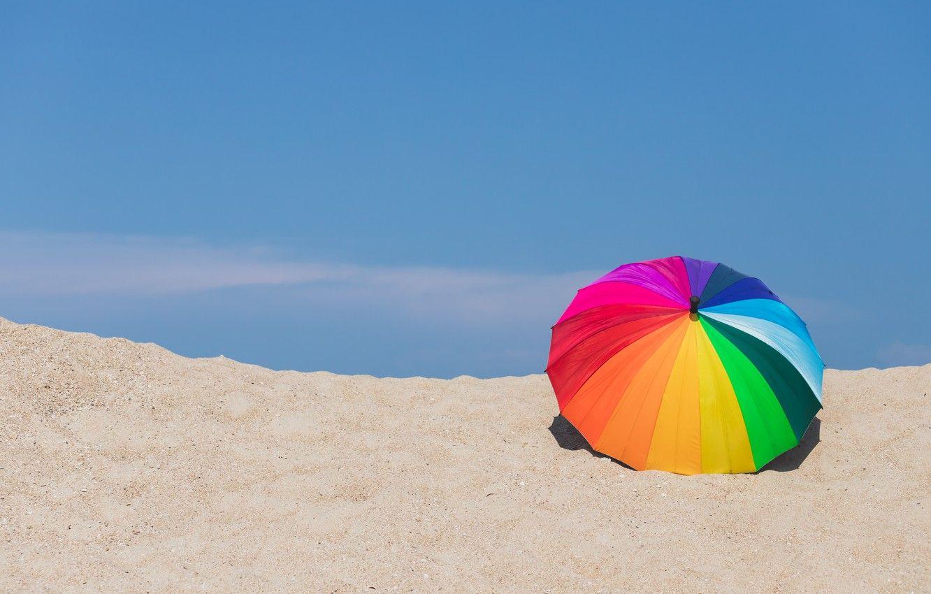 1332x850 Rainbow Beach Umbrella Wallpaper