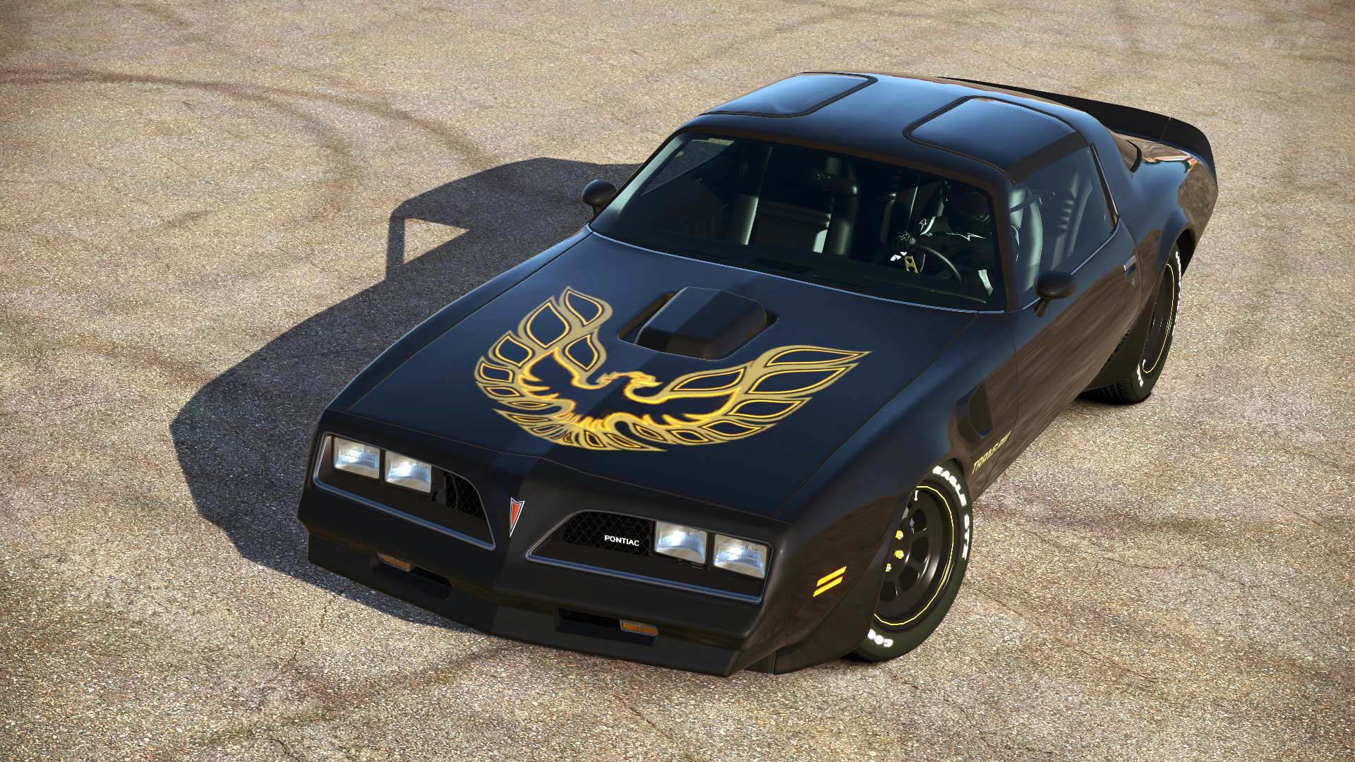1920x1080 Black Pontiac Firebird Trans Am with Logo on The Hood wallpaper