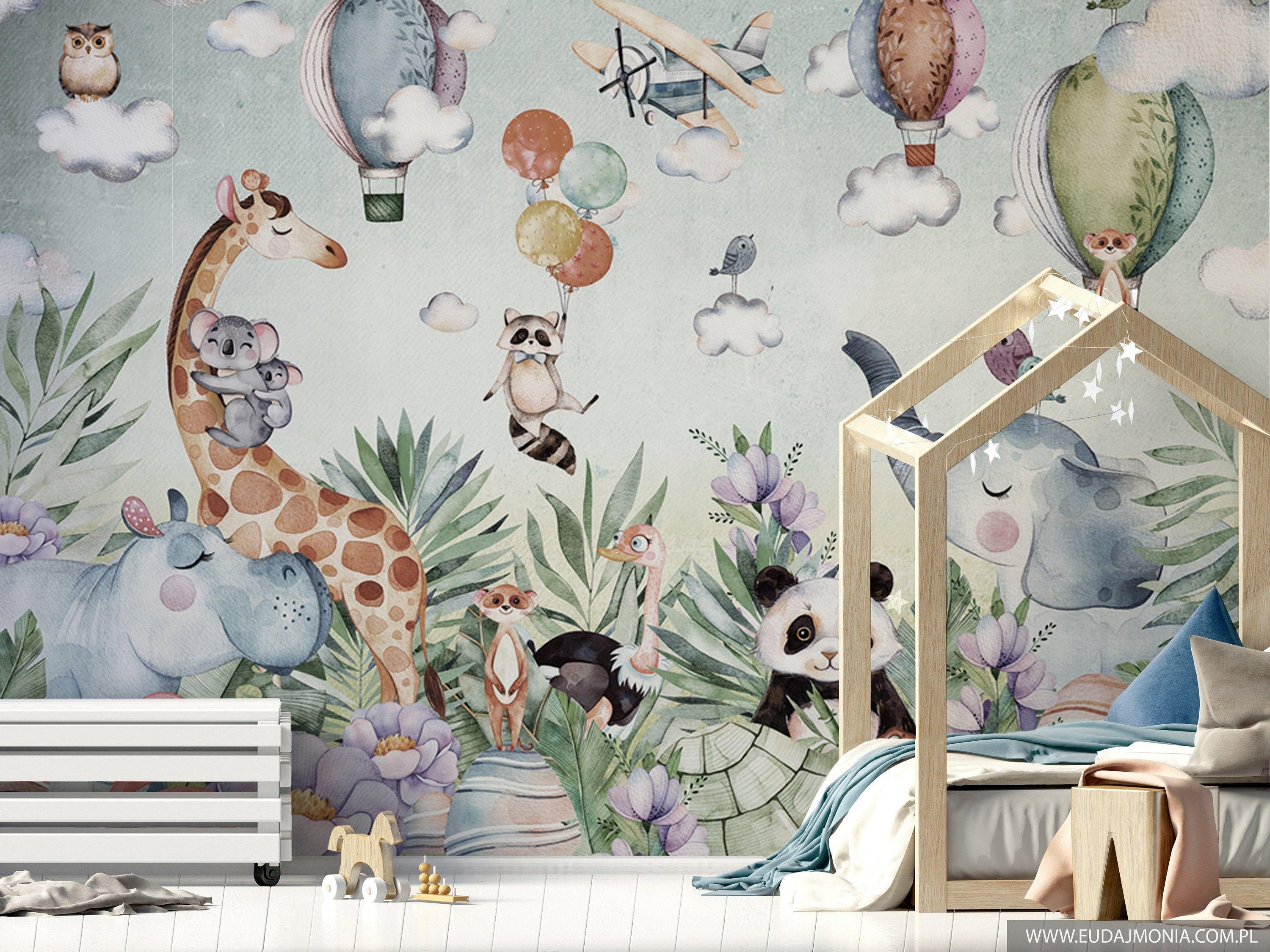 3000x2249 JUNGLE Wallpaper for Children With Animals / Tropical