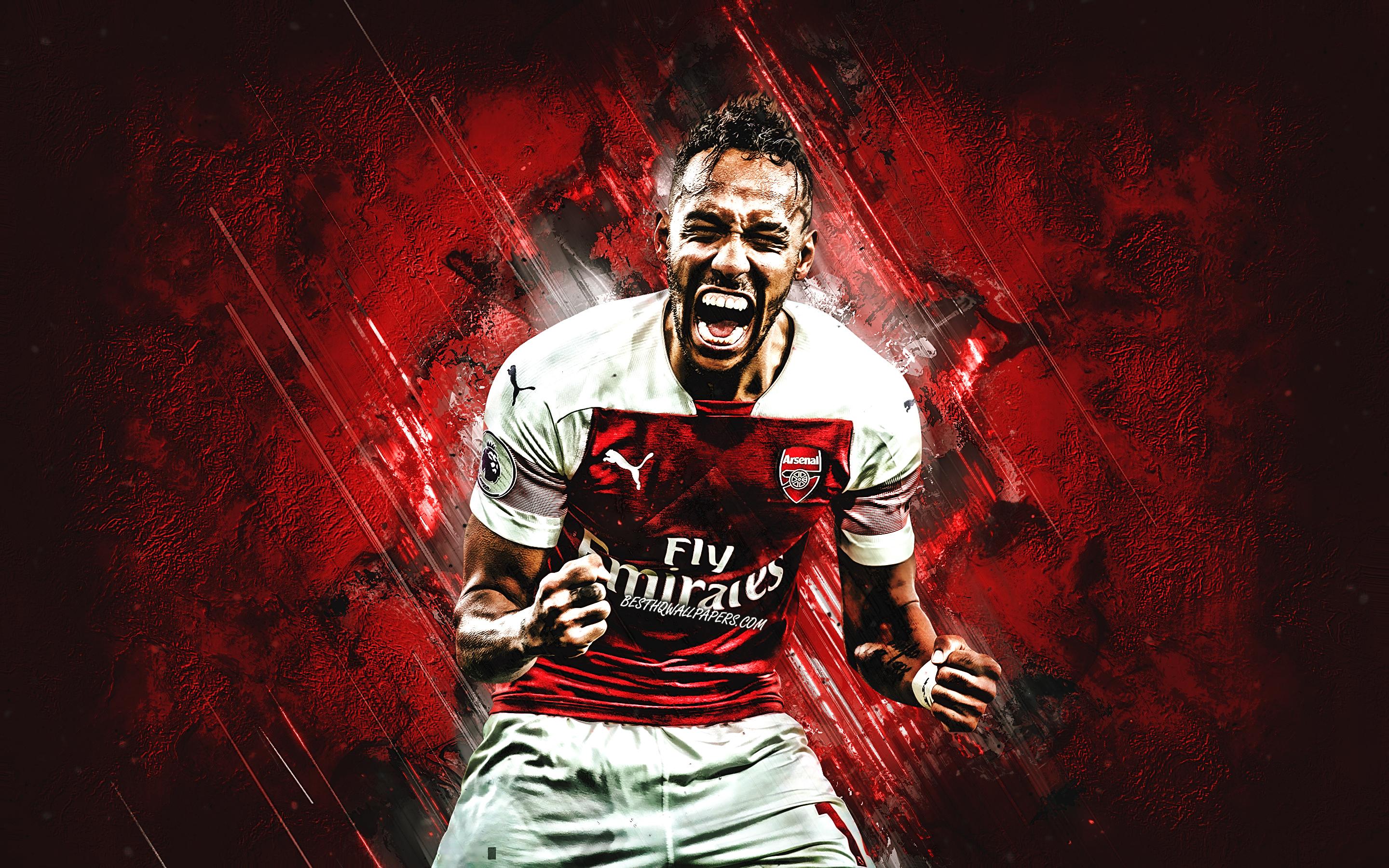 2880x1800 Download Wallpaper Pierre Emerick Aubameyang, Arsenal FC, Gabonese Footballer, Striker, Creative Art, Red Stone Background, Premier League, England, Football For Desktop With Resolution 2880x1800. High Quality HD Picture Wallpaper