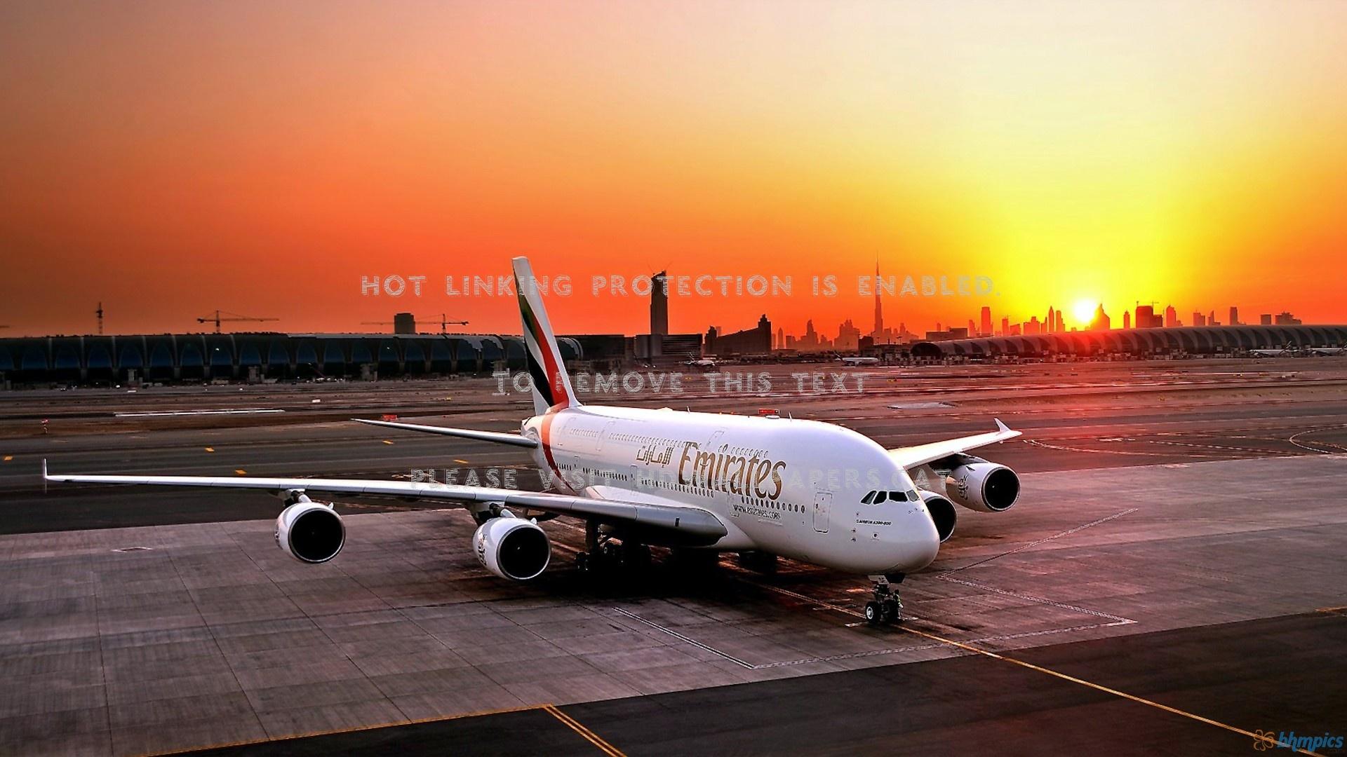1920x1080 dubai airport at beautiful sunset tarmac