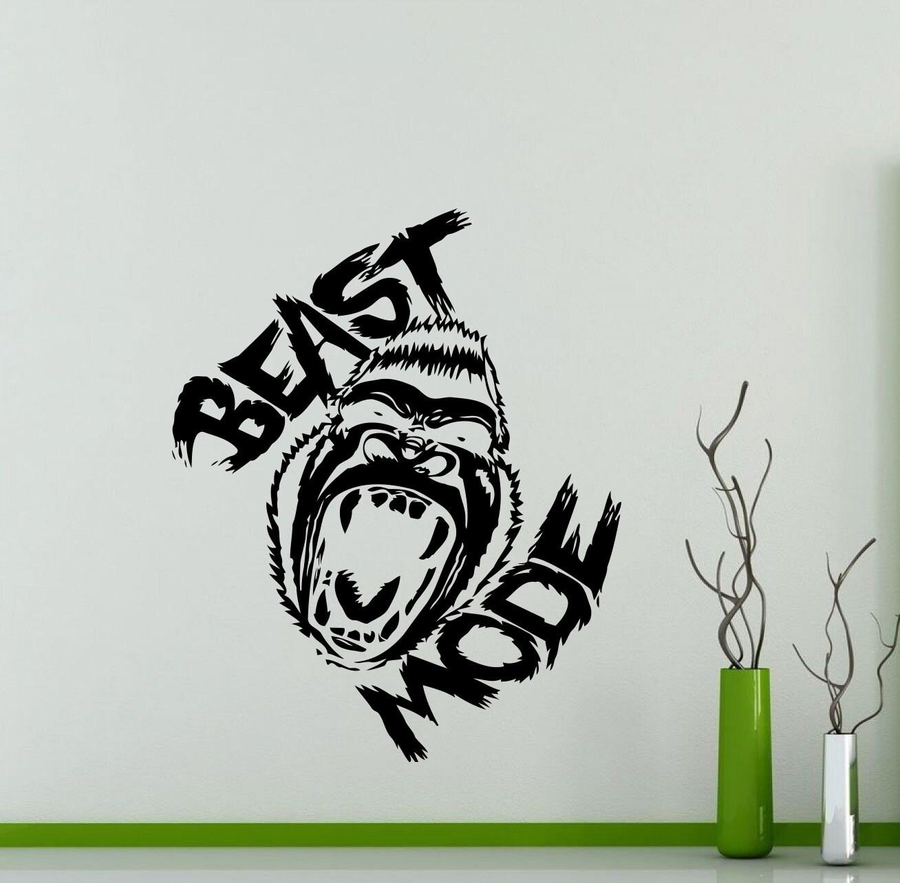 1308x1284 Beast Mode Wall Decal Gorilla Fitness Gym Motivational Quote