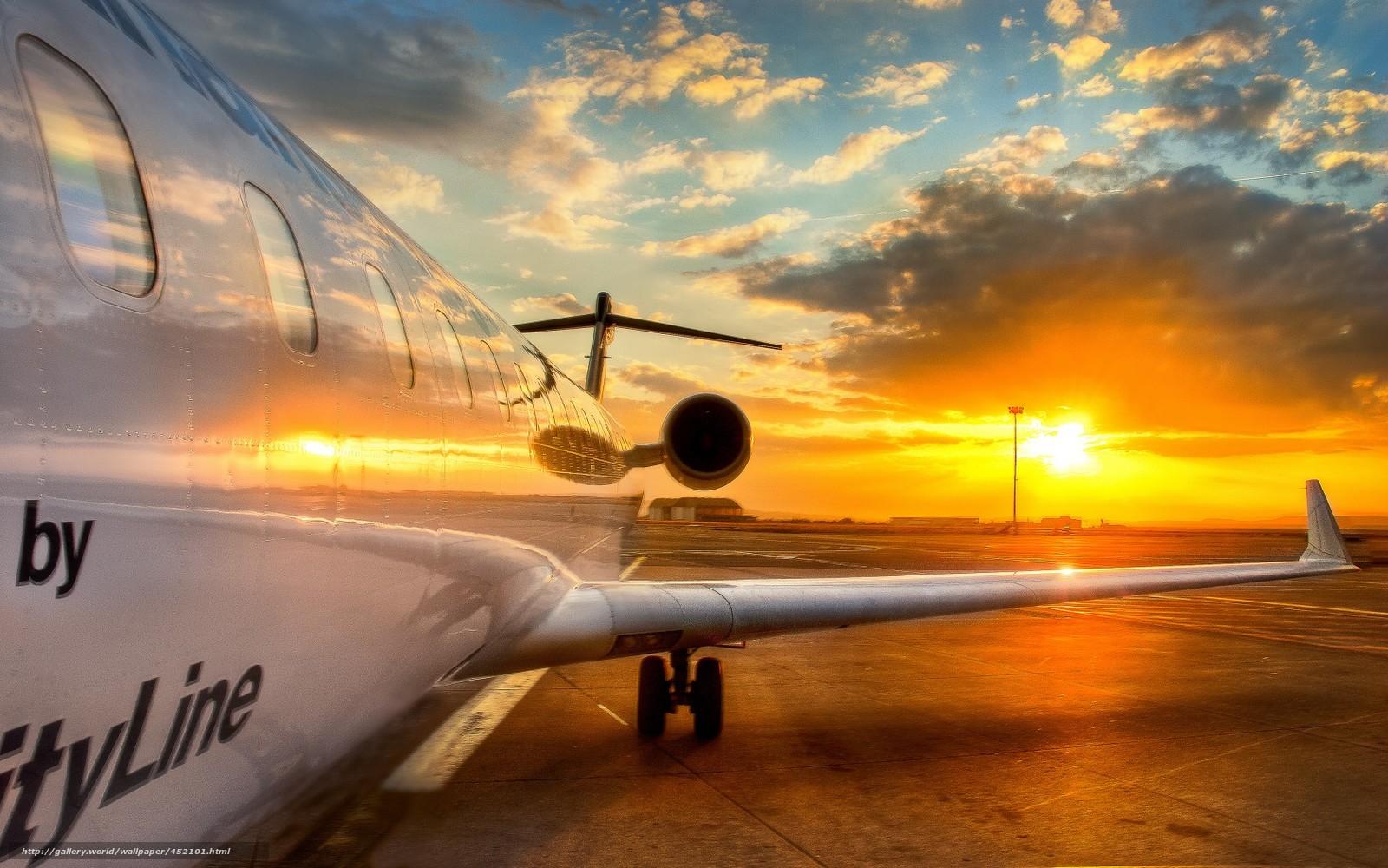 1600x1000 Download wallpaper plane, sunset, airport free desktop wallpaper in the resolution 1680x1050