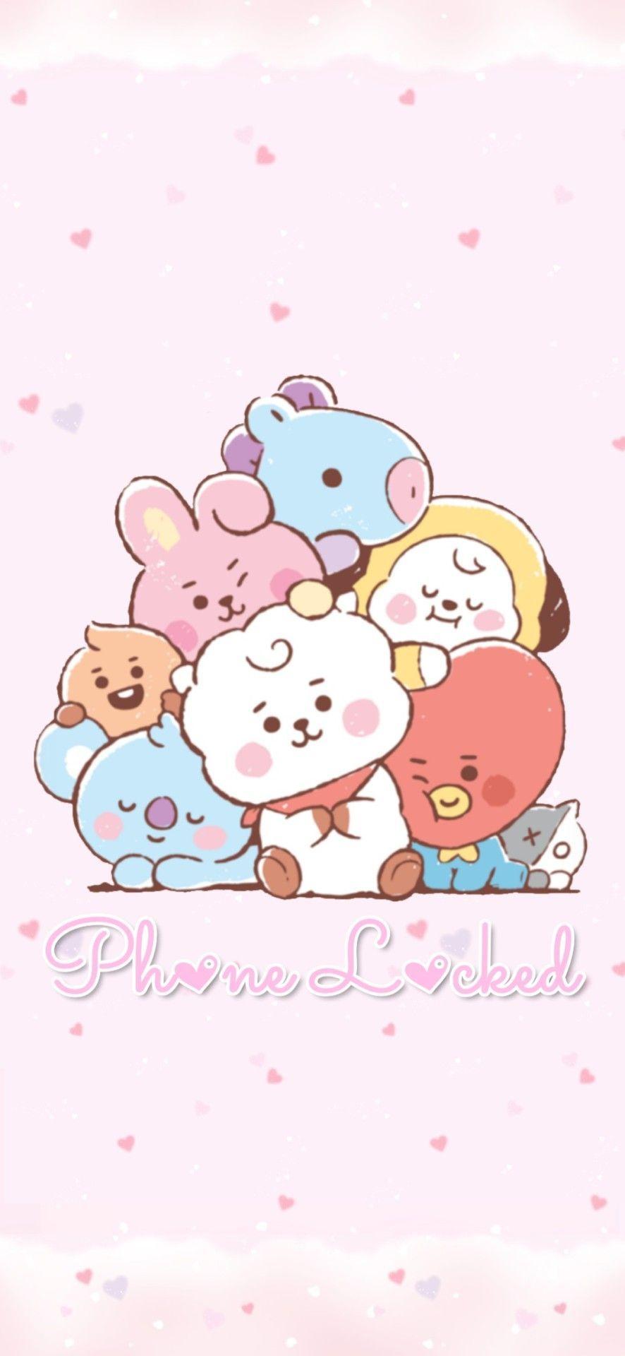 886x1920 BTS Kawaii Wallpaper