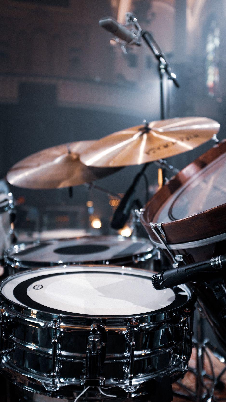 938x1668 Download Wallpaper 938x1668 Drums, Drum Kit, Musical Instrument, Microphones Iphone 8 7 6s 6 For Parallax HD Background