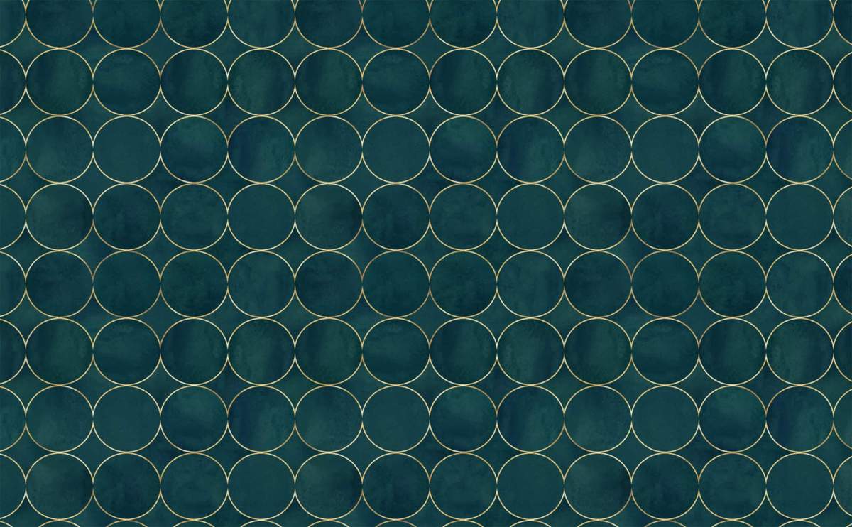 1200x742 Dark Green and Teal Watercolor with Gold Bohemian Pattern Wallpaper for Walls