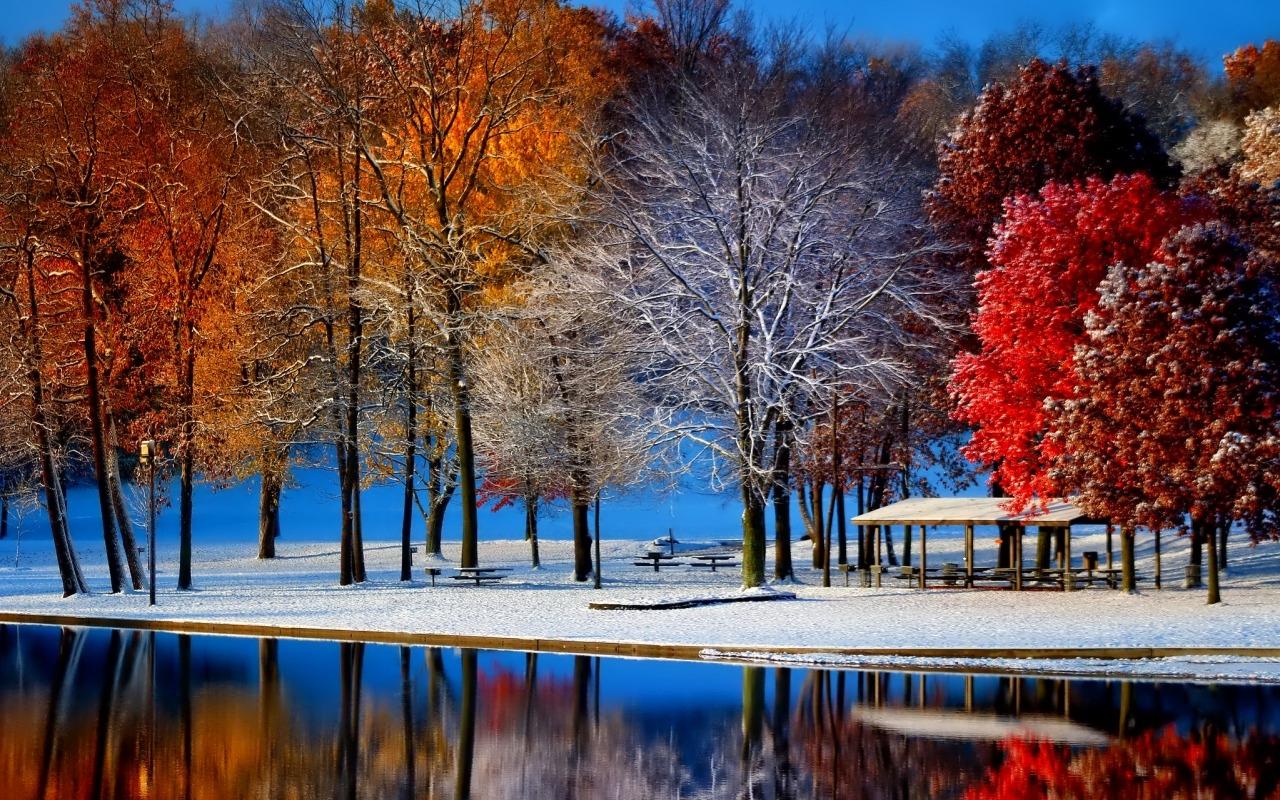 1280x800 Autumn snowy sunday quotes Fall snow picture photo and image for facebook tumblr