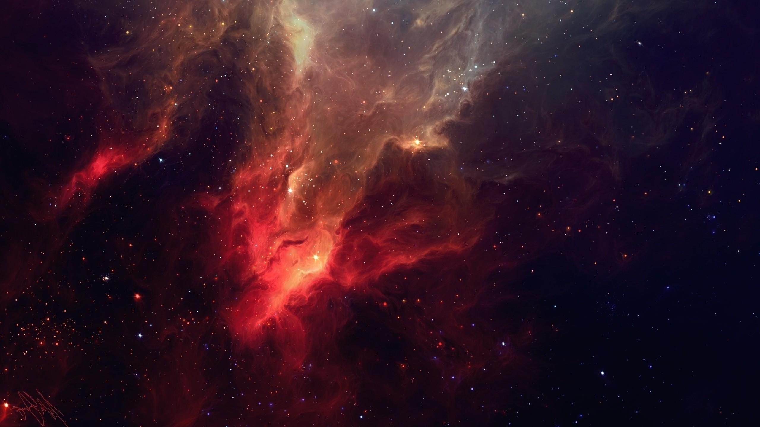 2560x1440 space stars tylercreatesworlds nebula space art red digital art artwork HD wallpaper, Background