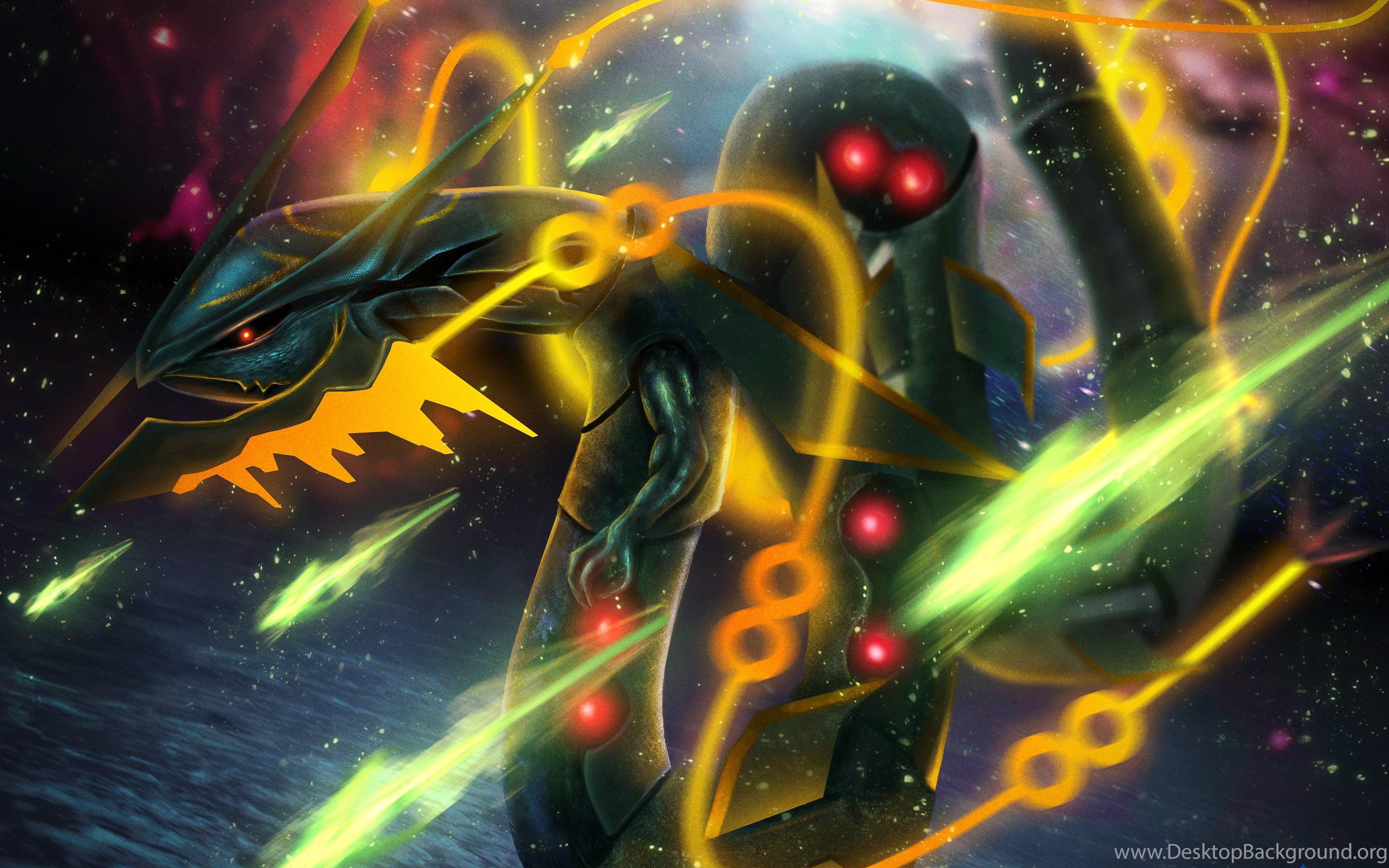 3840x2400 Rayquaza Mega Evolution Wallpaper Desktop Background