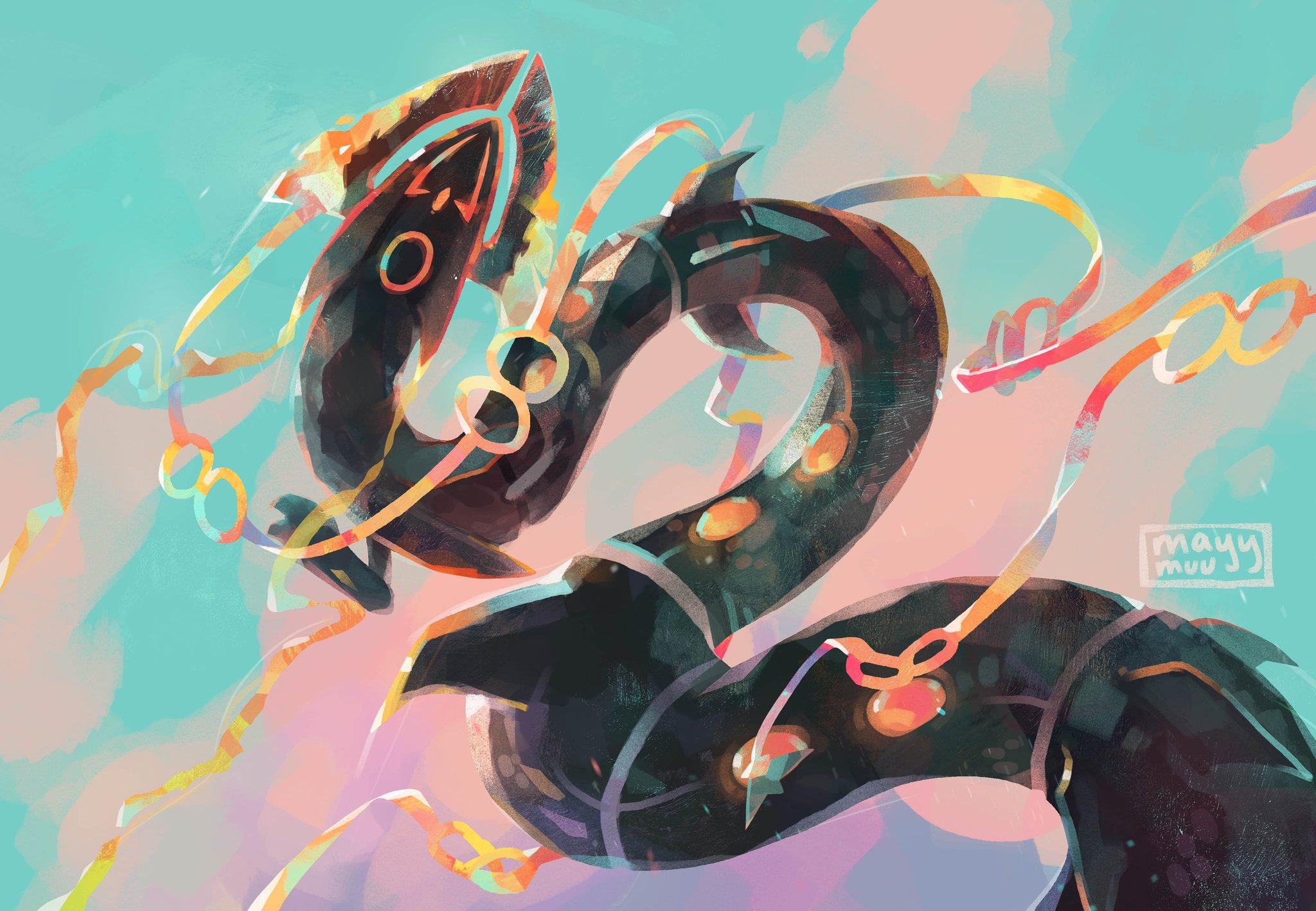 2048x1418 mamu در توییتر shiny mega rayquaza (an absolute pain to draw but so worth it!) wallpaper for download if u wanna make me feel warm and fuzzy inside: ✨