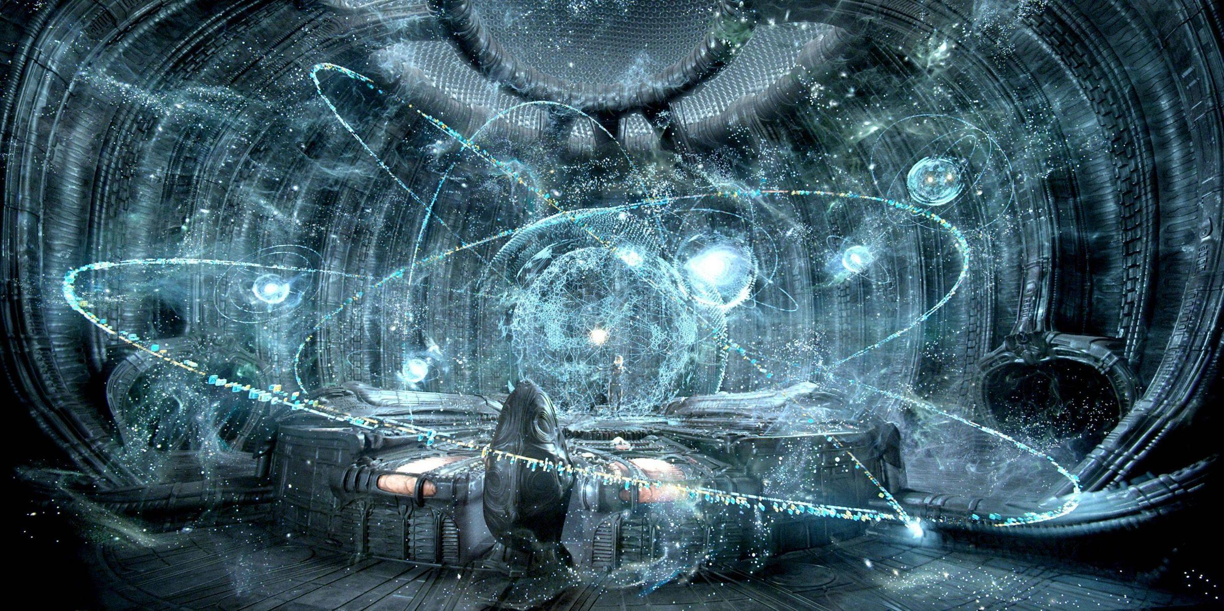 2429x1214 #Aliens (movie), #aliens, #Prometheus (movie), #Space Jockey, #artwork, #machine, #science fiction, #H. R. Giger, wallpaper HD Wallpaper