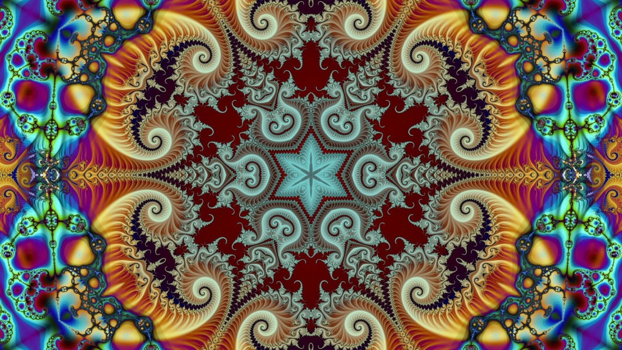 2048x1152 Assorted Color Mandala Artwork Wallpaper, Fractal, Abstract, Psychedelic • Wallpaper For You HD Wallpaper For Desktop & Mobile