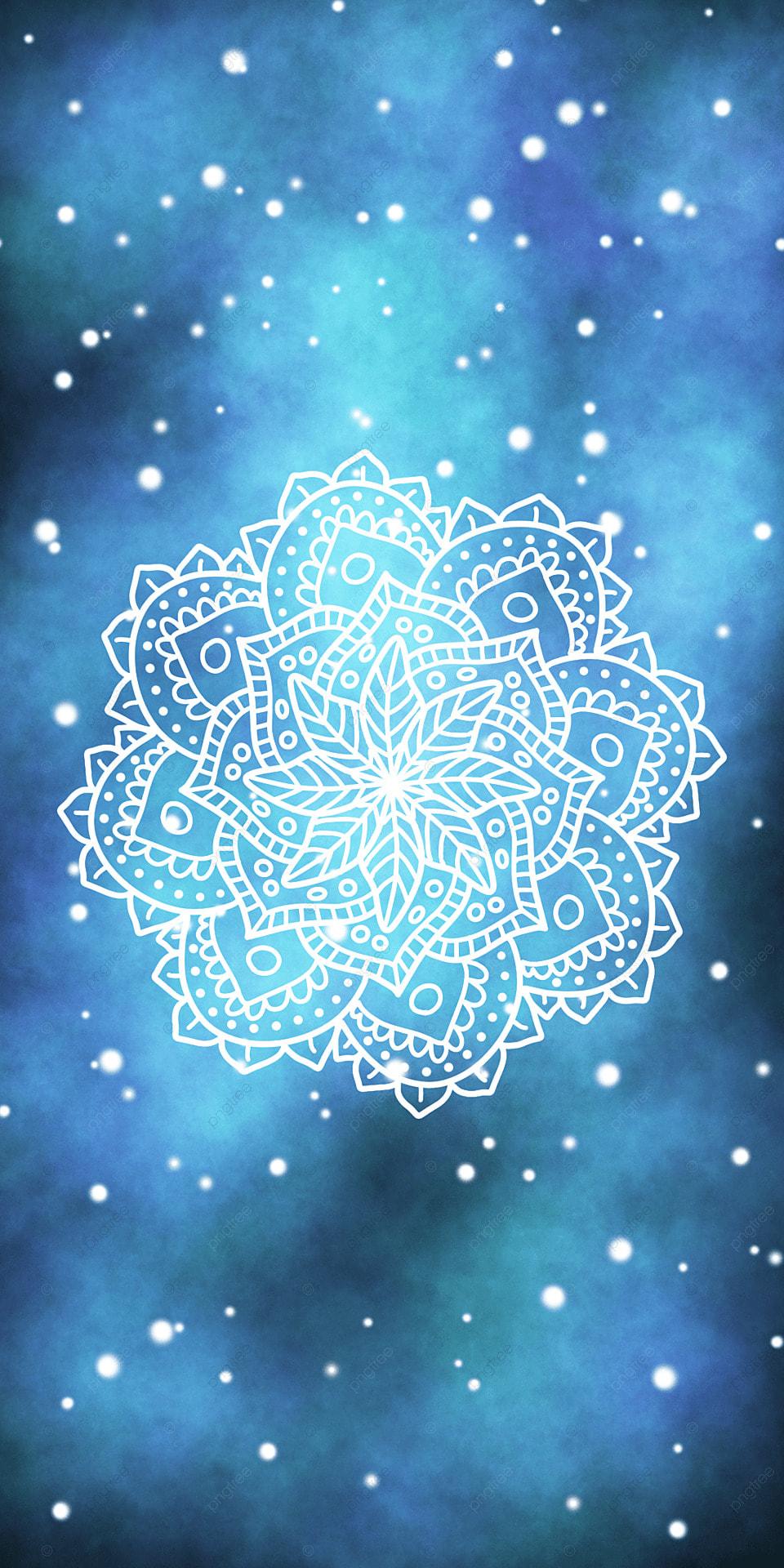 960x1920 Blue Space With Stars White Mandala Wallpaper Background, Mandala Phone Wallpaper, Indian Mandala, Mandala Background Image for Free Download