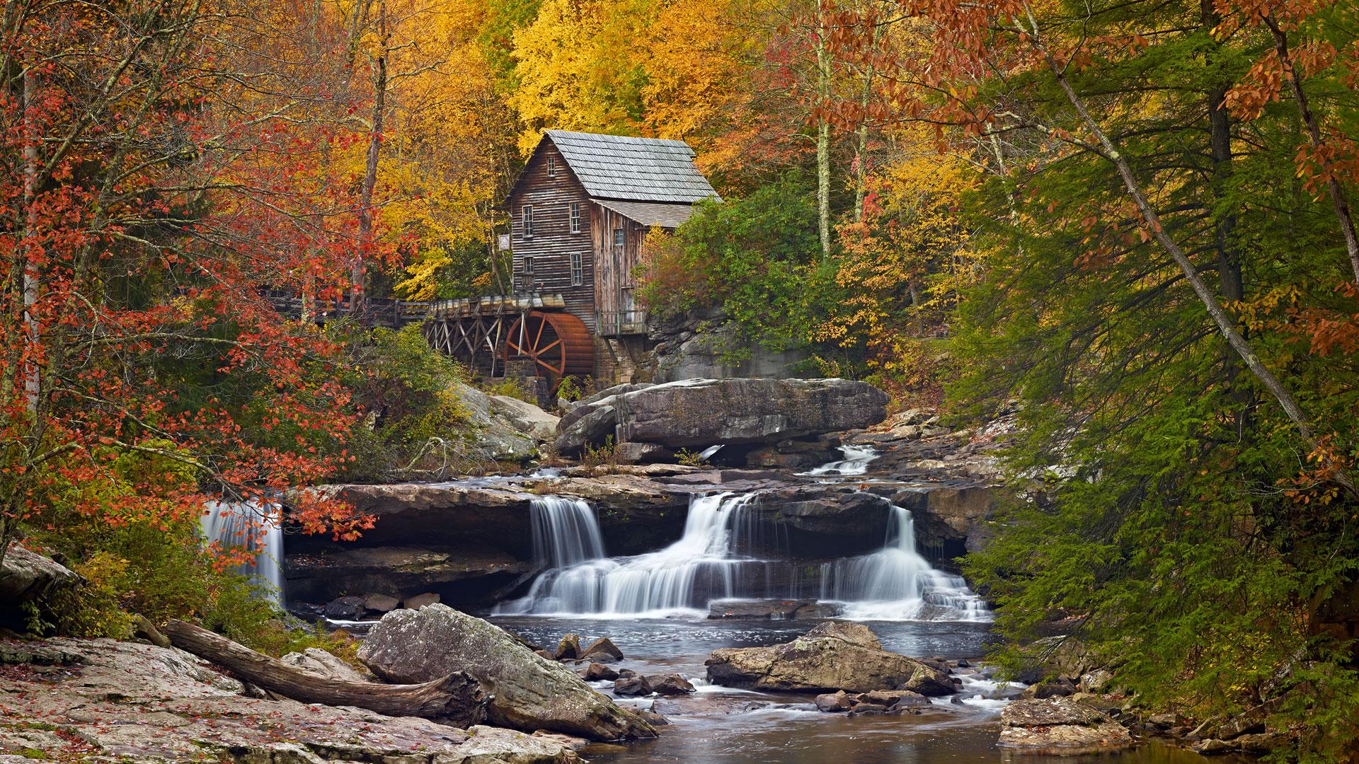 1920x1080 West Virginia Autumn State Park, Glade Creek Grist Mill