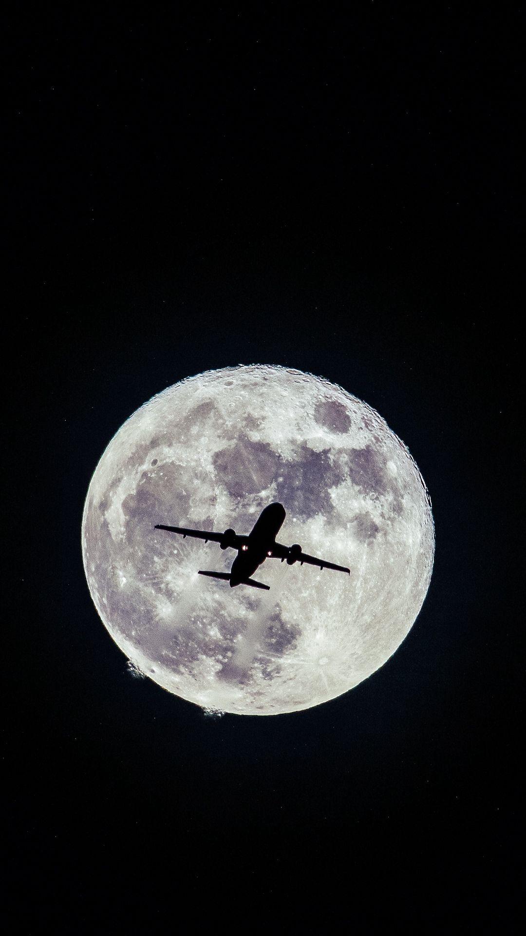 1080x1920 flight #moon #airplane #dark #wallpaper #lockscreen #mobile #android #ios #infinitywallpaper. Full moon picture, Magical picture, Color wallpaper iphone