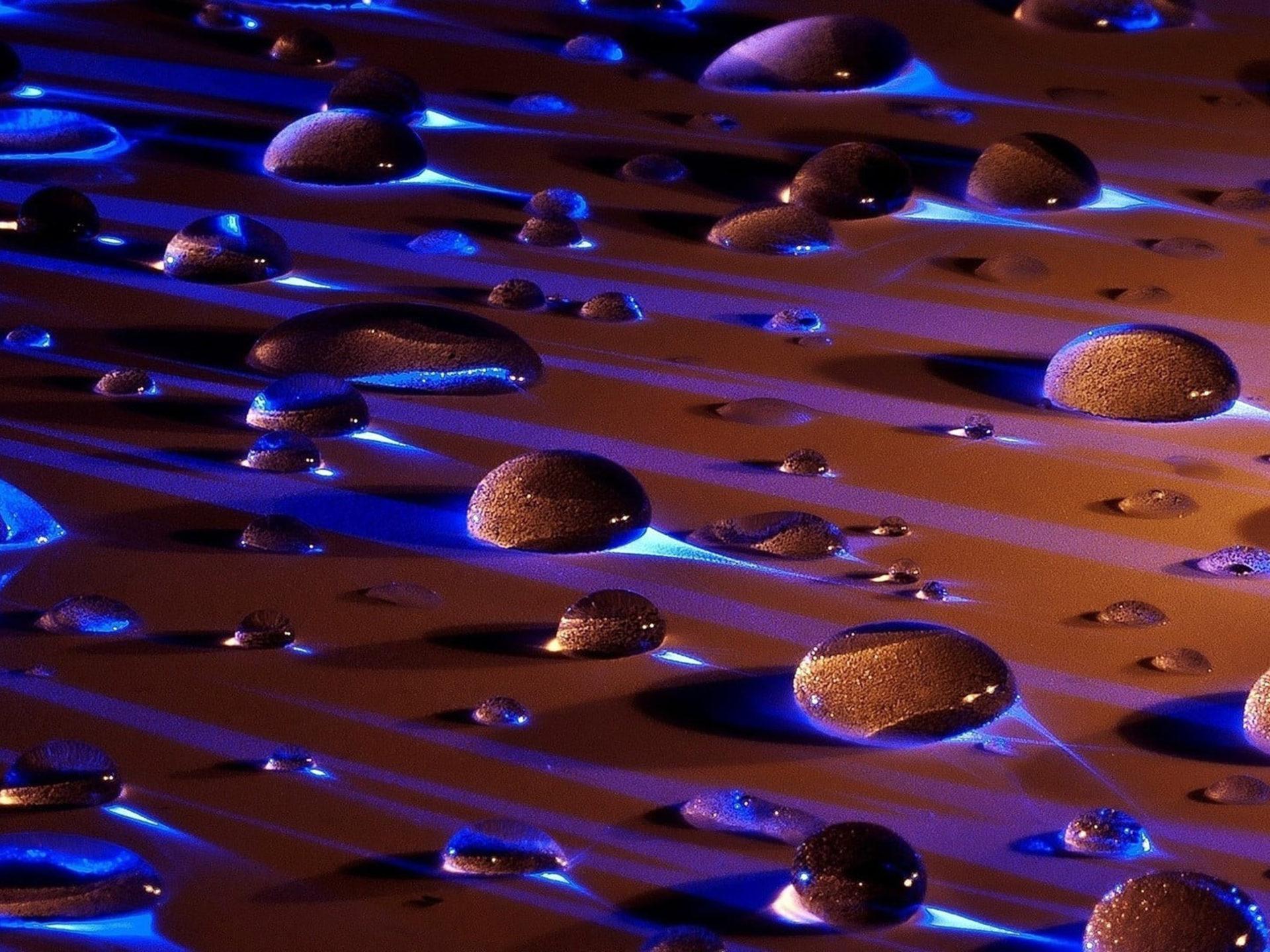 1920x1440 Blue Rain Drops With Water Glow Violation Of Light 3D Wallpaper For Deskx2400 :