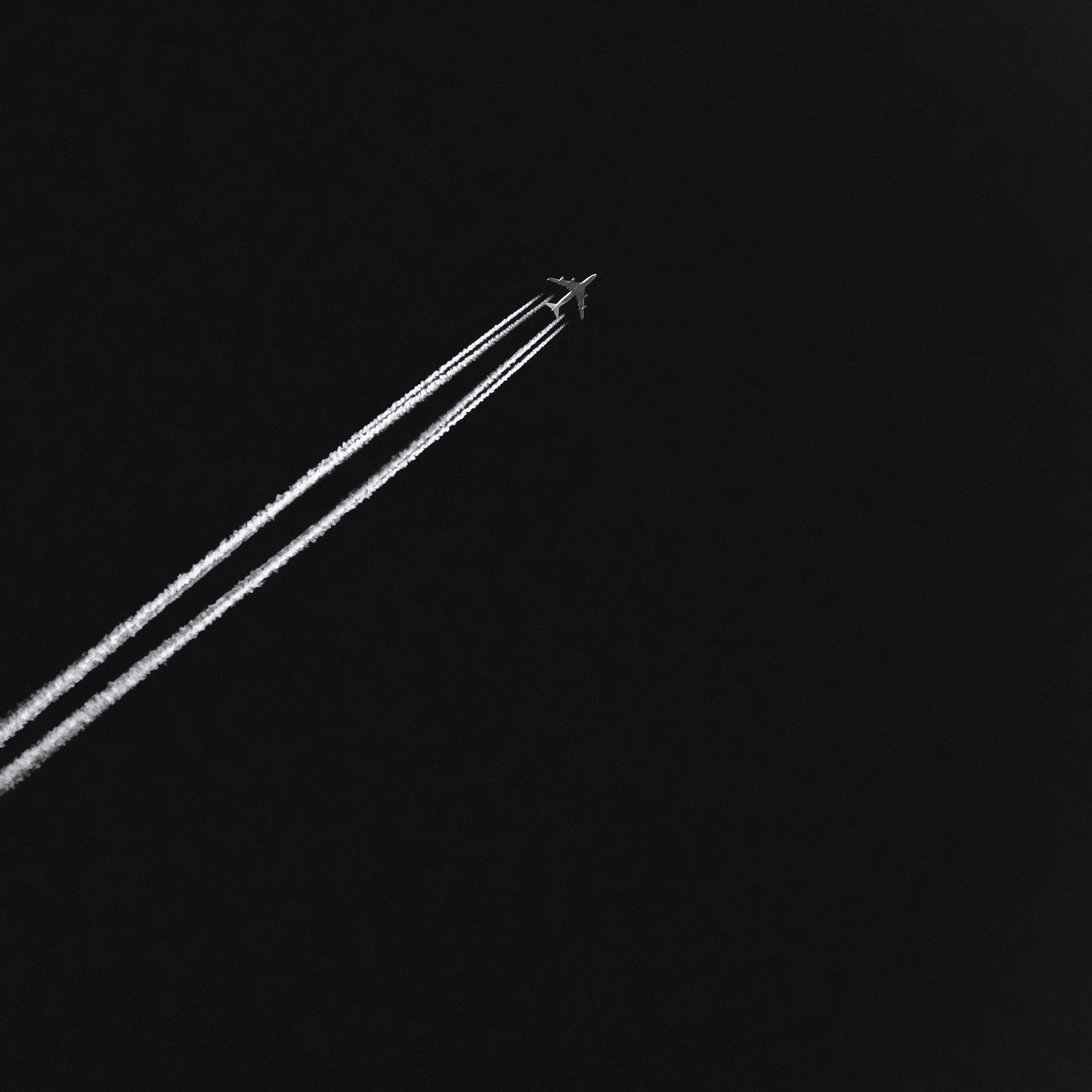 3415x3415 Download wallpaper 3415x3415 airplane, track, dark, sky ipad pro 12.9 retina for parallax HD background