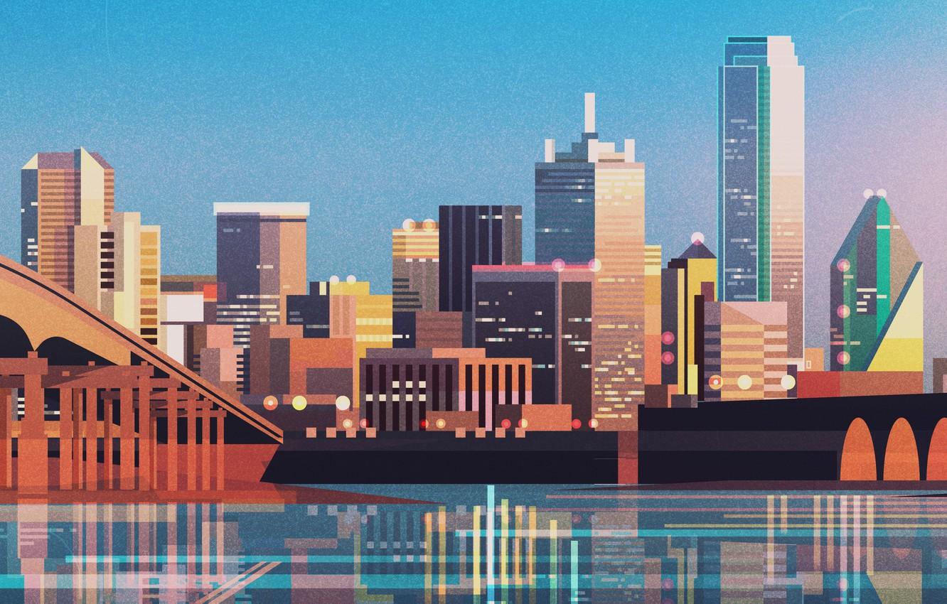 1332x850 Wallpaper The city, House, Style, Skyscrapers, Building, The building, City, Architecture, Art, Art, Style, Digital, Illustration, Minimalism, Buildings, Skyscrapers image for desktop, section минимализм