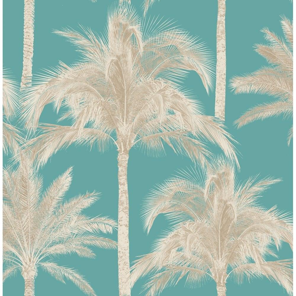 1000x1000 Fine Decor Miami Palm Tree Wallpaper Teal (FD40906) from I Love Wallpaper UK