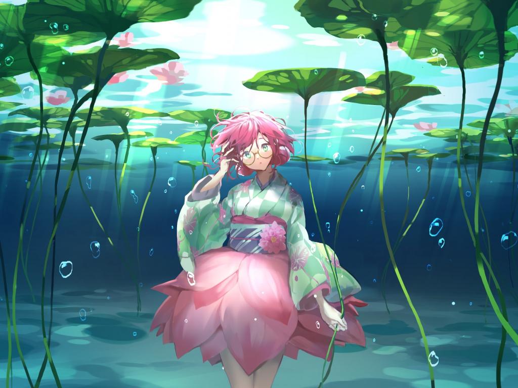 1024x768 Desktop wallpaper flower girl, anime, underwater, HD image, picture, background, aa2f6c