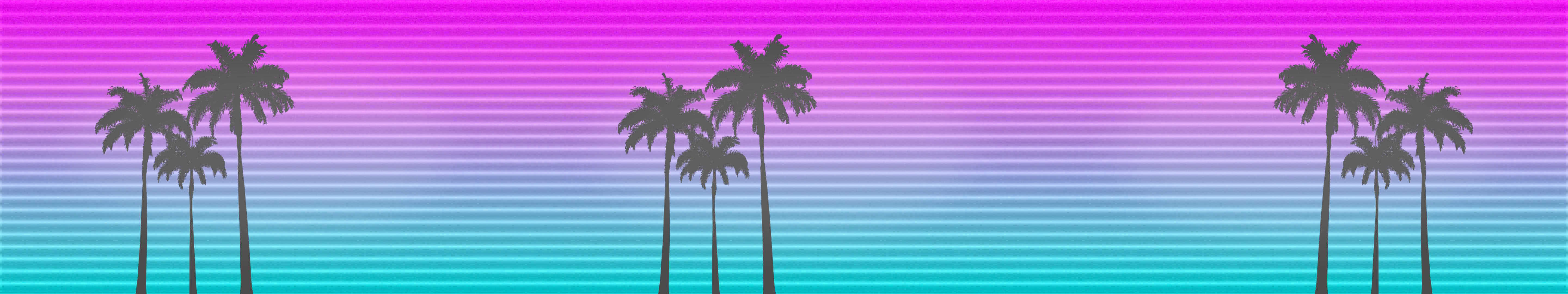 5760x1080 Hotline Miami Palm Trees Triple Monitor Wallpaper
