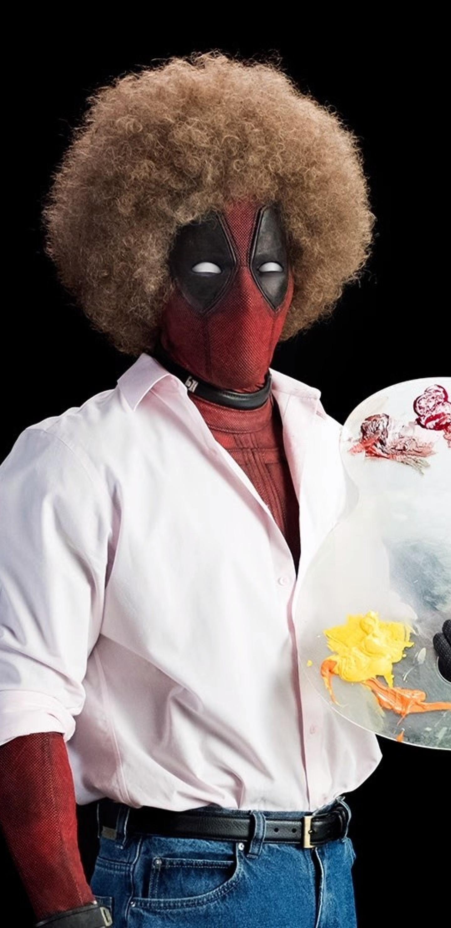 1440x2960 Deadpool 2 Ryan Reynolds As Bob Ross Painting In Afro Hair Samsung Galaxy Note S S SQHD Wallpaper, HD Movies 4K Wallpaper, Image, Photo and Background