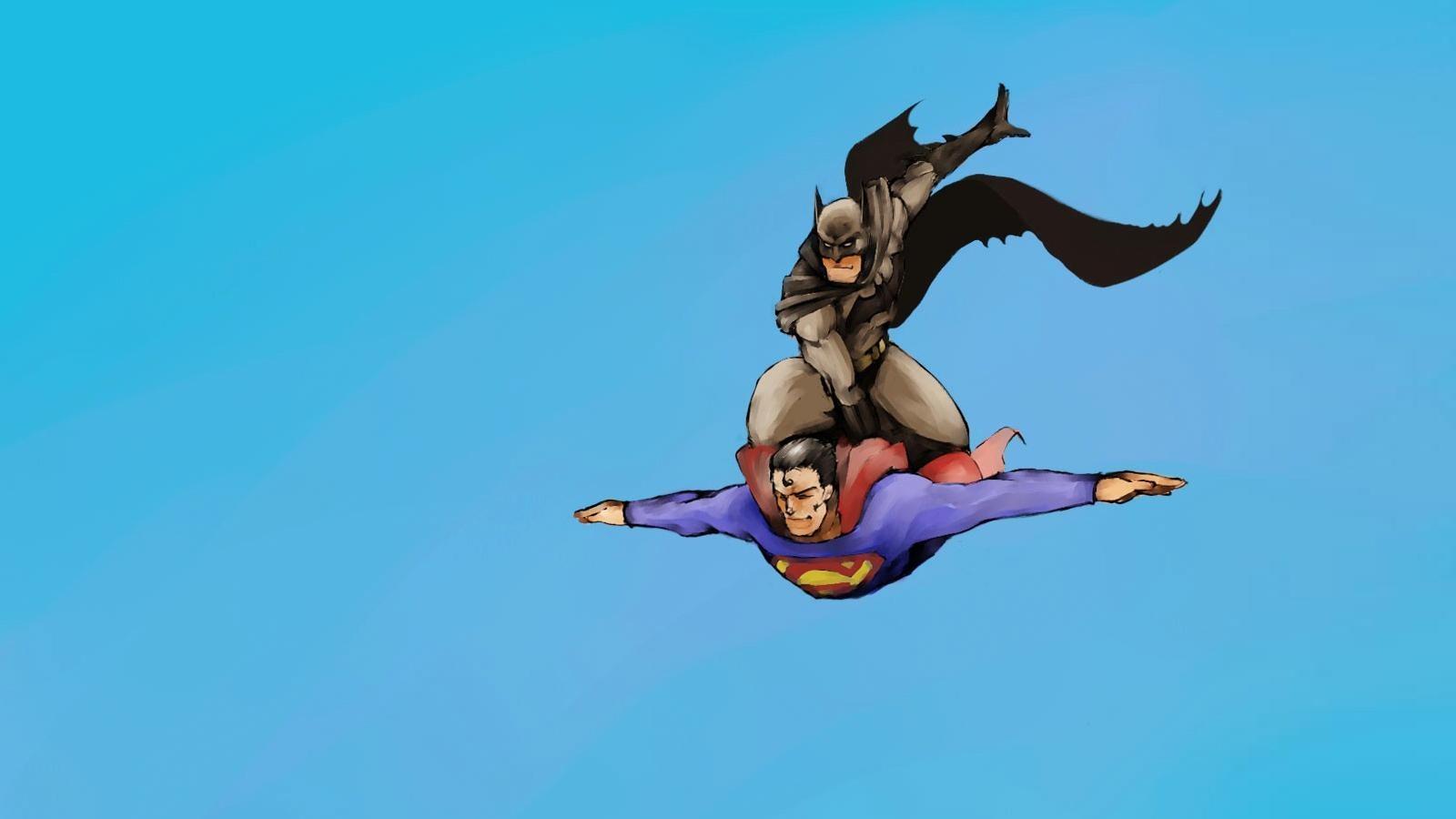 1600x900 Batman Flying On Superman Wallpaperx900