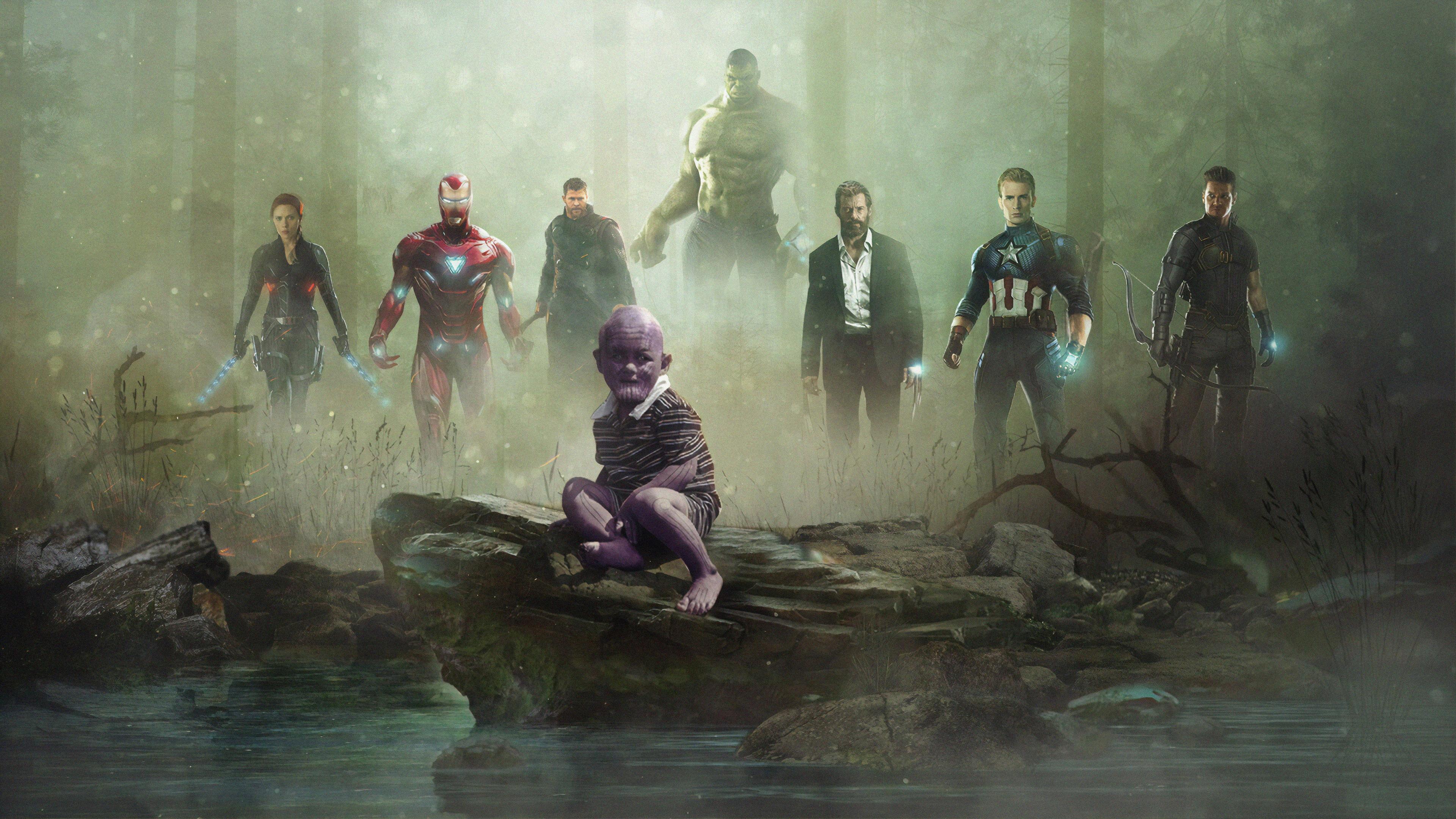 3840x2160 Wallpaper 4k Avengers Vs Kid Thanos Wallpaper