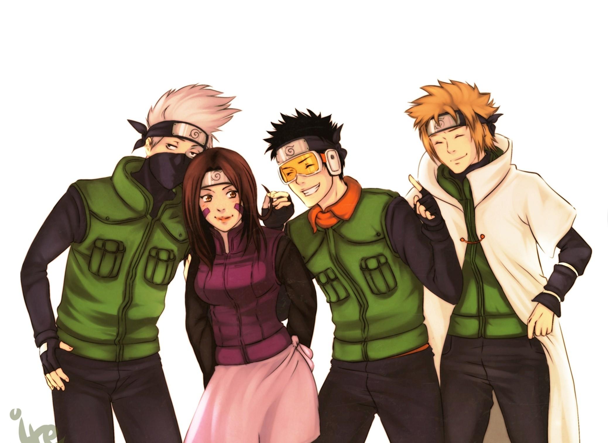 2077x1515 ninjas team naruto shippuden manga minato namikaze uchiha obito kakashi hatake simple background whi