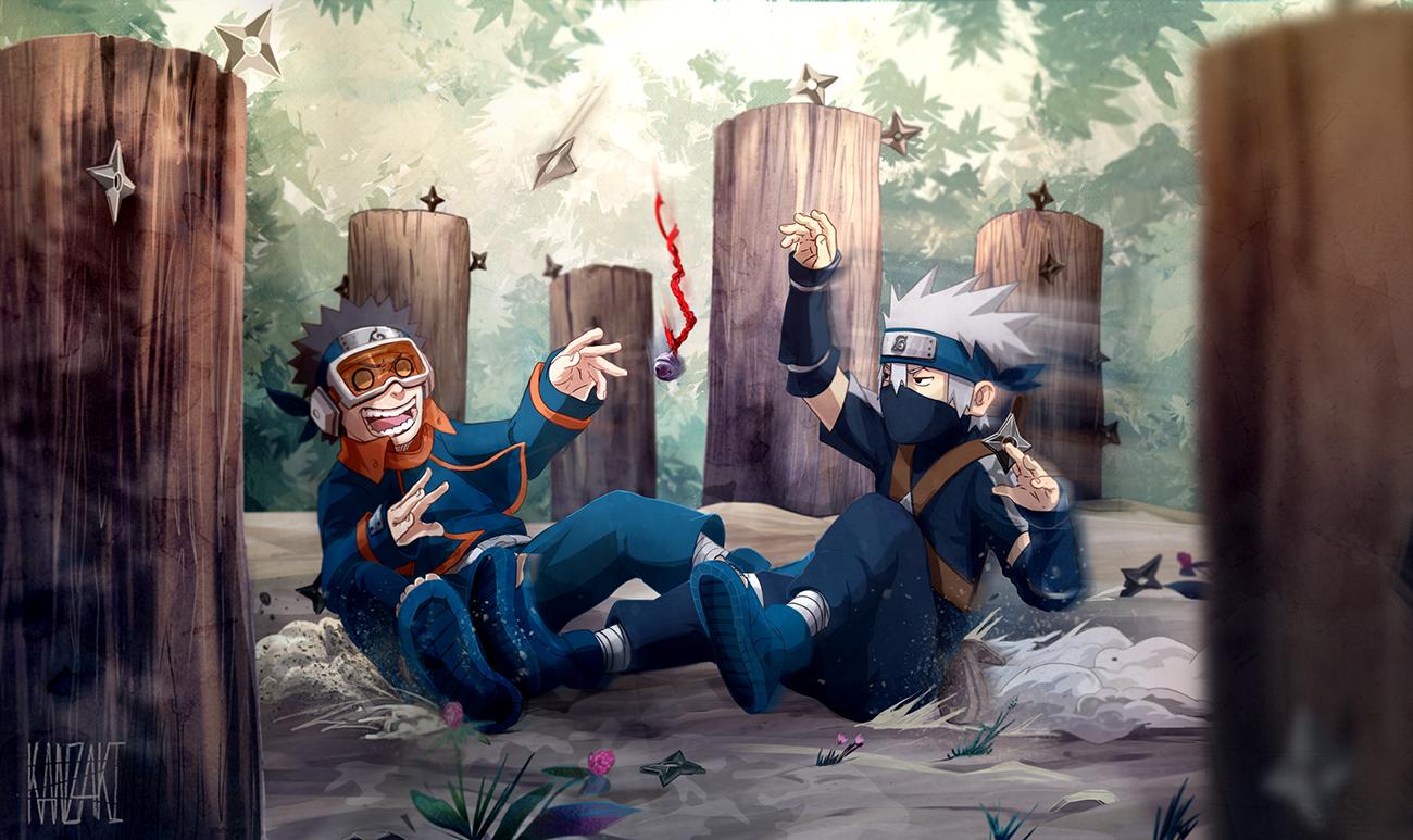 1300x773 Obito Uchiha and Kakashi Hatake Minato Fan Art