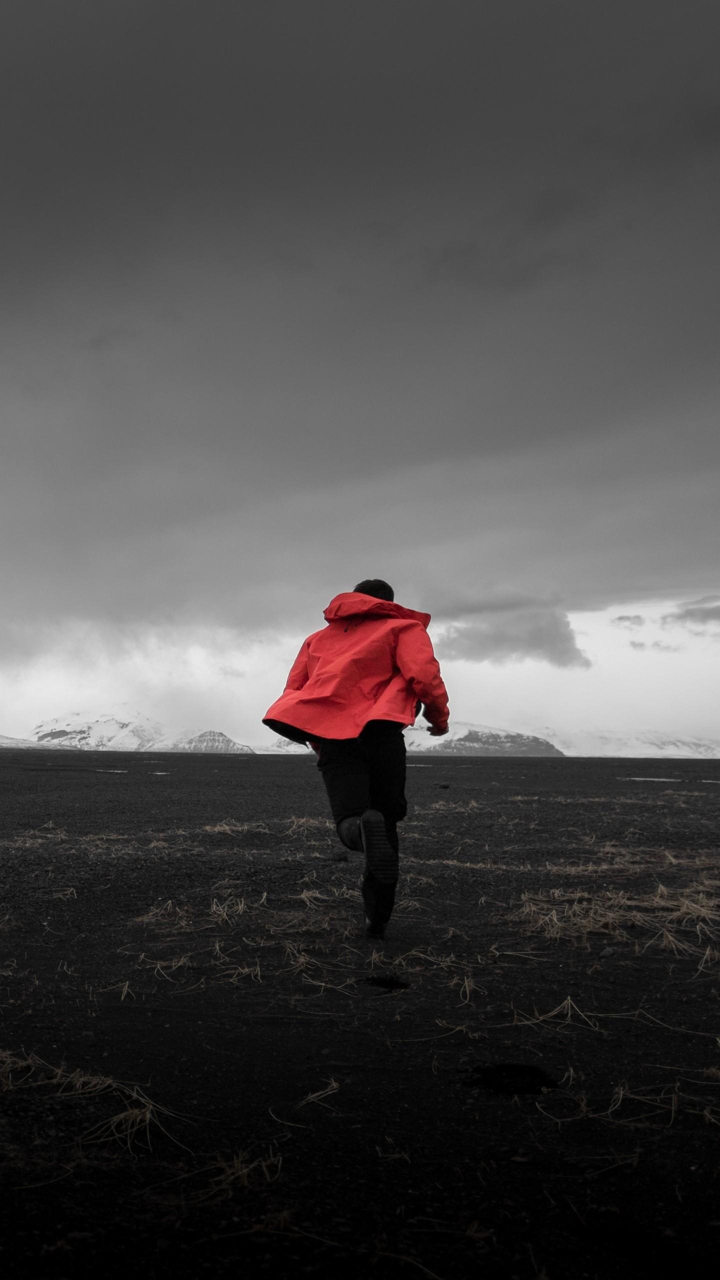 1440x2560 Man Field Running Mountains Wallpaper - [1440x2560]