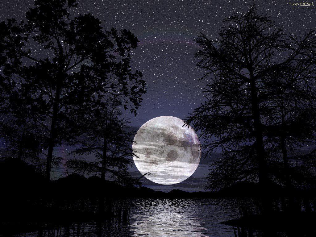 1024x768 HD Full Moon Wallpaper