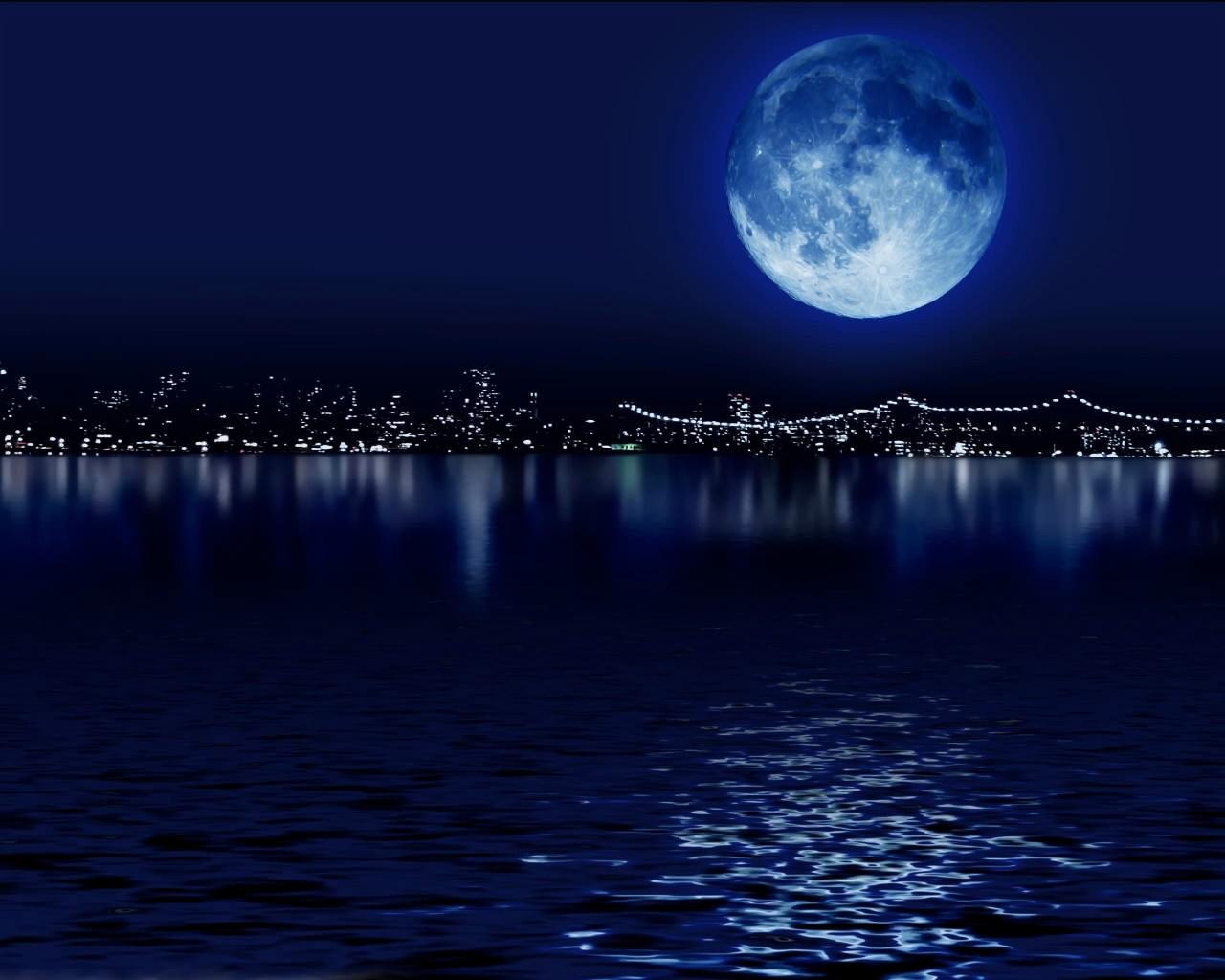 1280x1024 Full Moon City Night Wallpaper Free HD Wallpaper