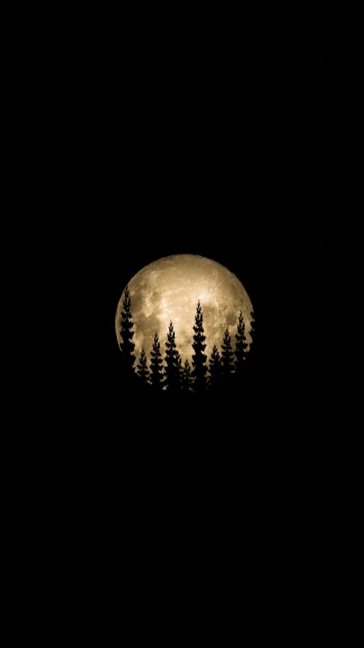750x1334 Download 750x1334 wallpaper minimal, full moon, trees, iphone iphone 750x1334 HD image, background, 24600
